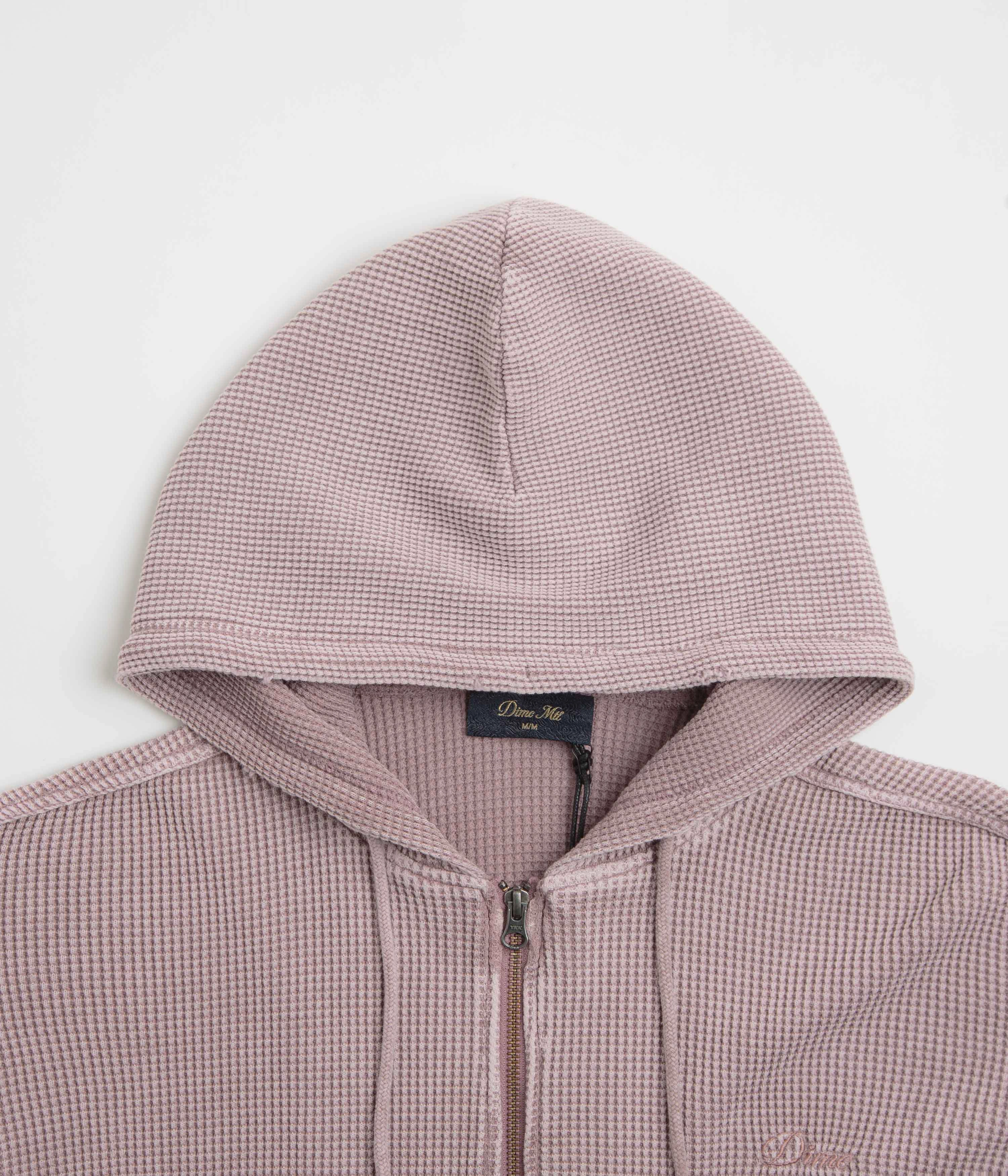 Dime Premium Waffle Full Zip Hoodie - Faded Mauve Functional Pockets Warm