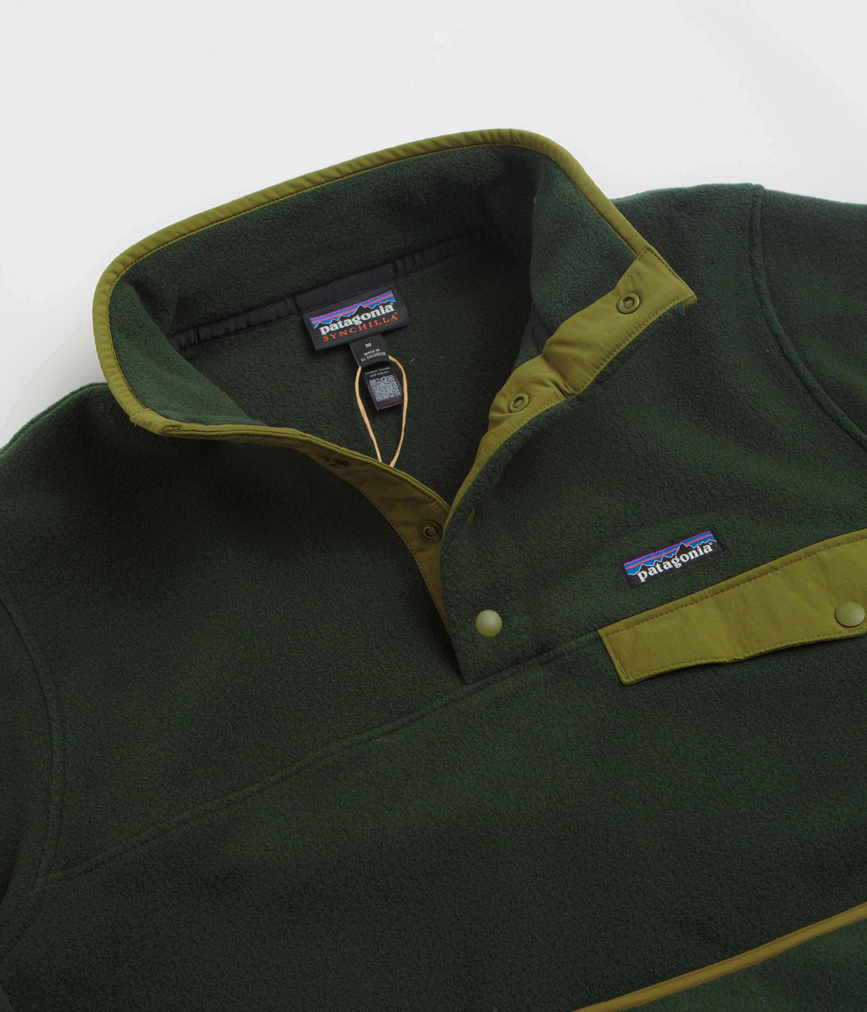 School Day Cold resistant Patagonia Lightweight Synchilla Snap-T Fleece - Old Growth Green