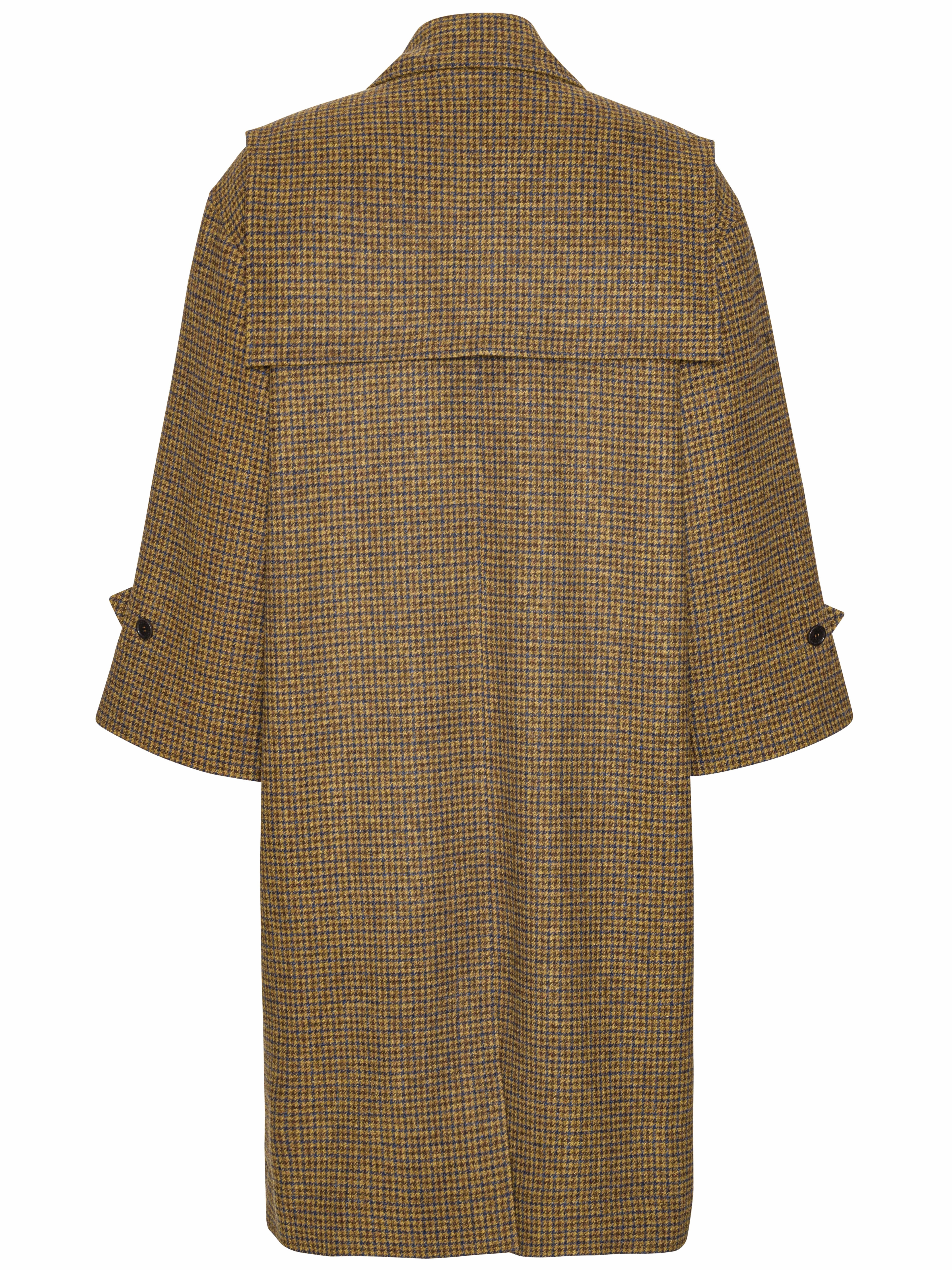 Collarless Hands Down Coat - Pied De Poule