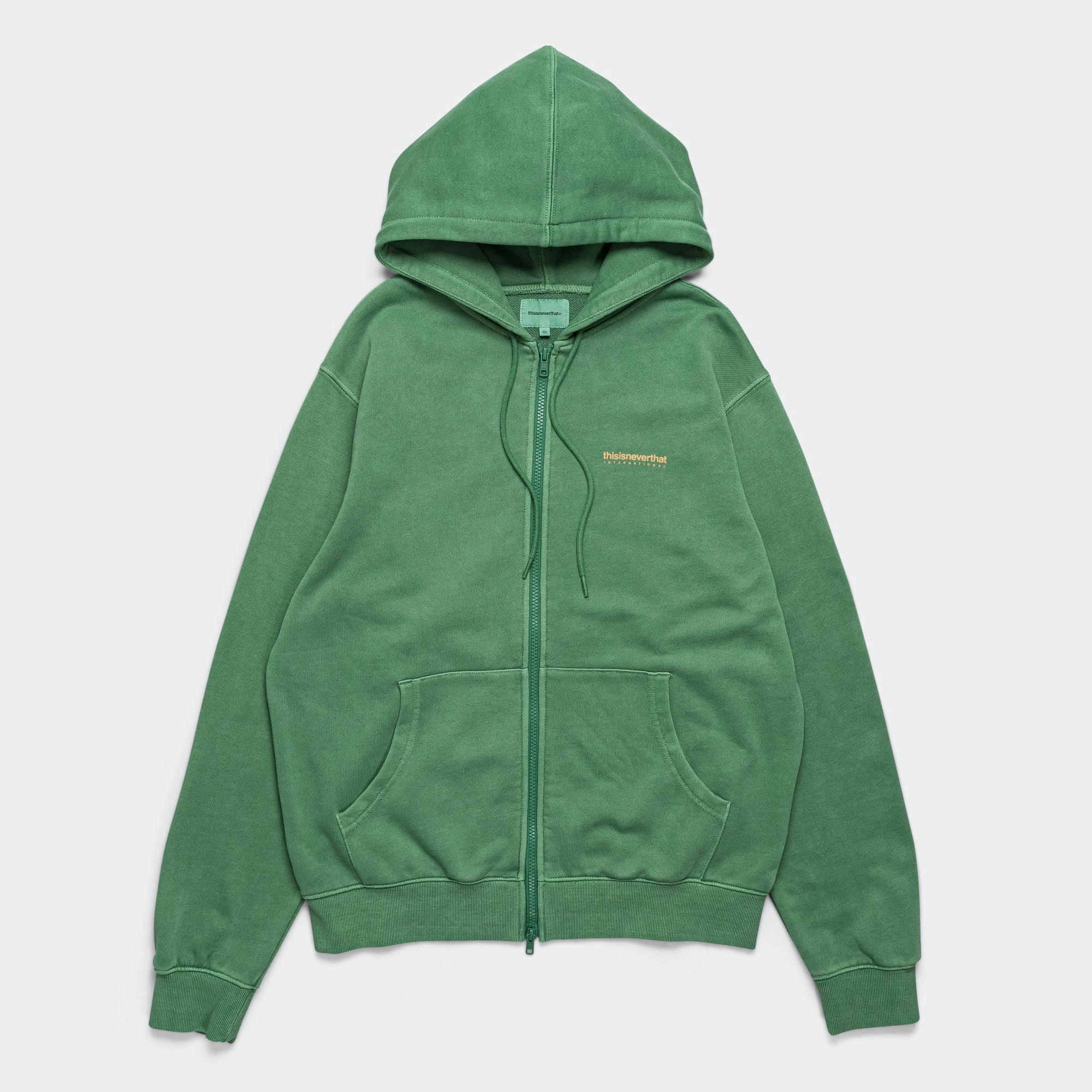 INTL. Logo Zip Up Hoodie - Deep Green Relaxed Vibes product quilted lining comfort