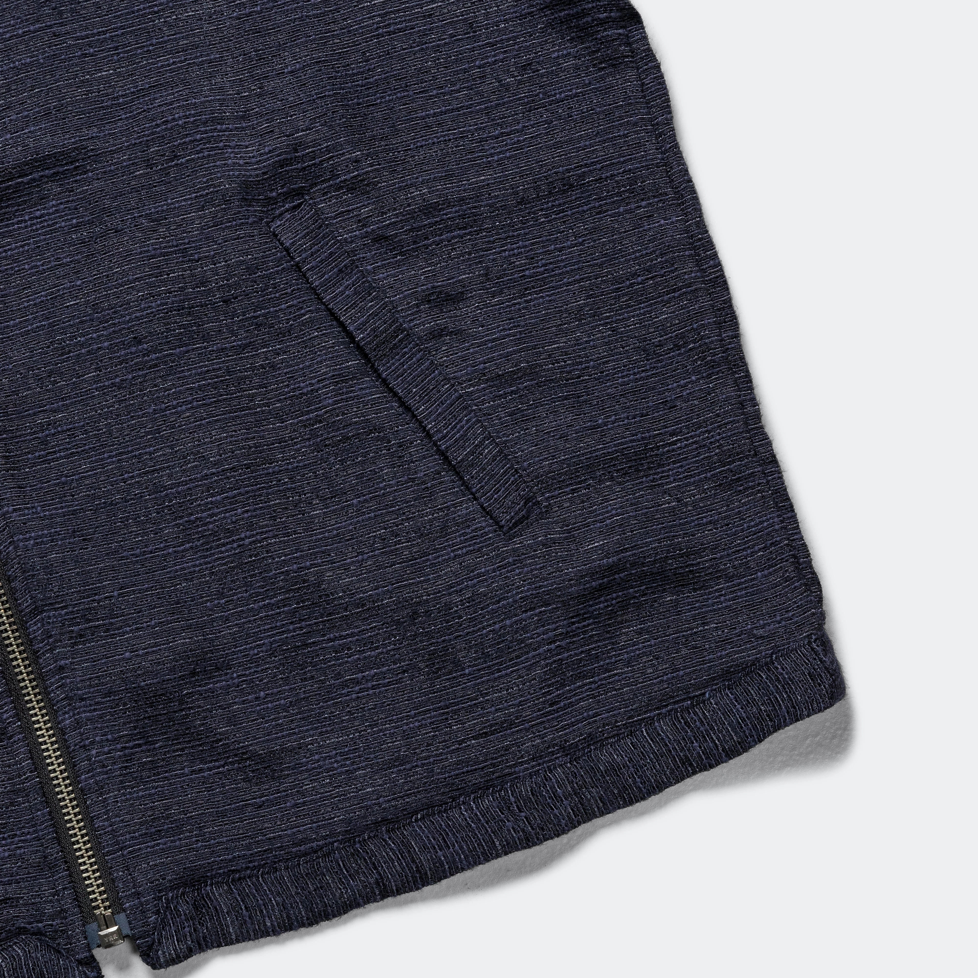 EcoFriendly Water Repellency Athletic Tailored Fit Harrington Jacket - Navy Tweed