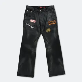 Smart Layer ADSB Patch Spray Washed Wide Leg Jeans - Black