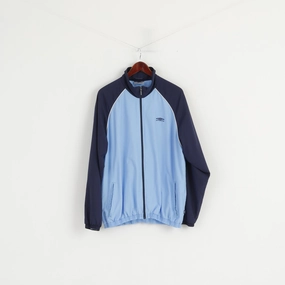 Umbro Men XL Jacket Blue Sport Training Full Zipper Lightweight Bomber Top Water shield Essential Warmth