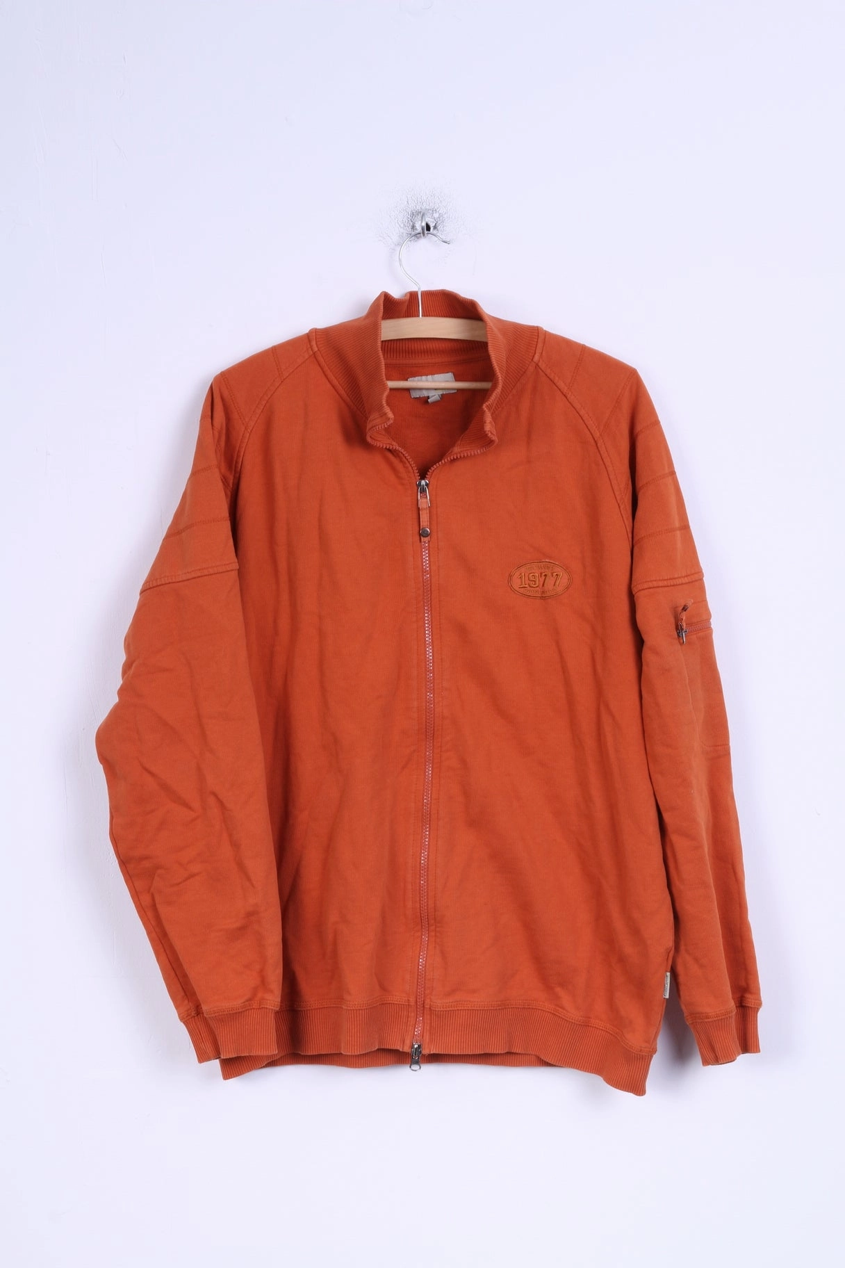 Camel Active Mens L Sweatshirt Orange Cotton Zip Up Sportswear Blouse Comfy Outfit