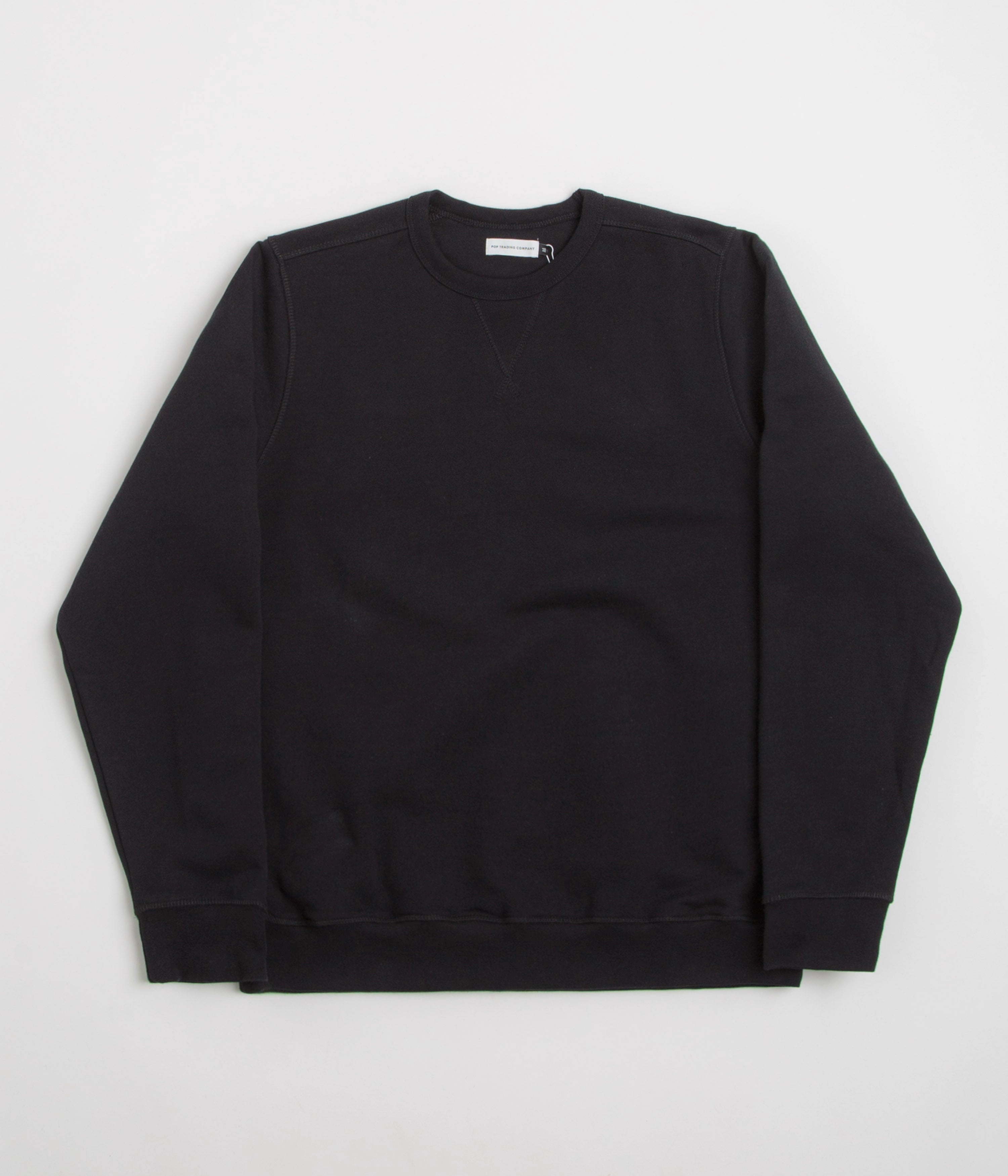 Pop Trading Company Logo Crewneck Sweatshirt - Black / White Modern Fit product brooch style