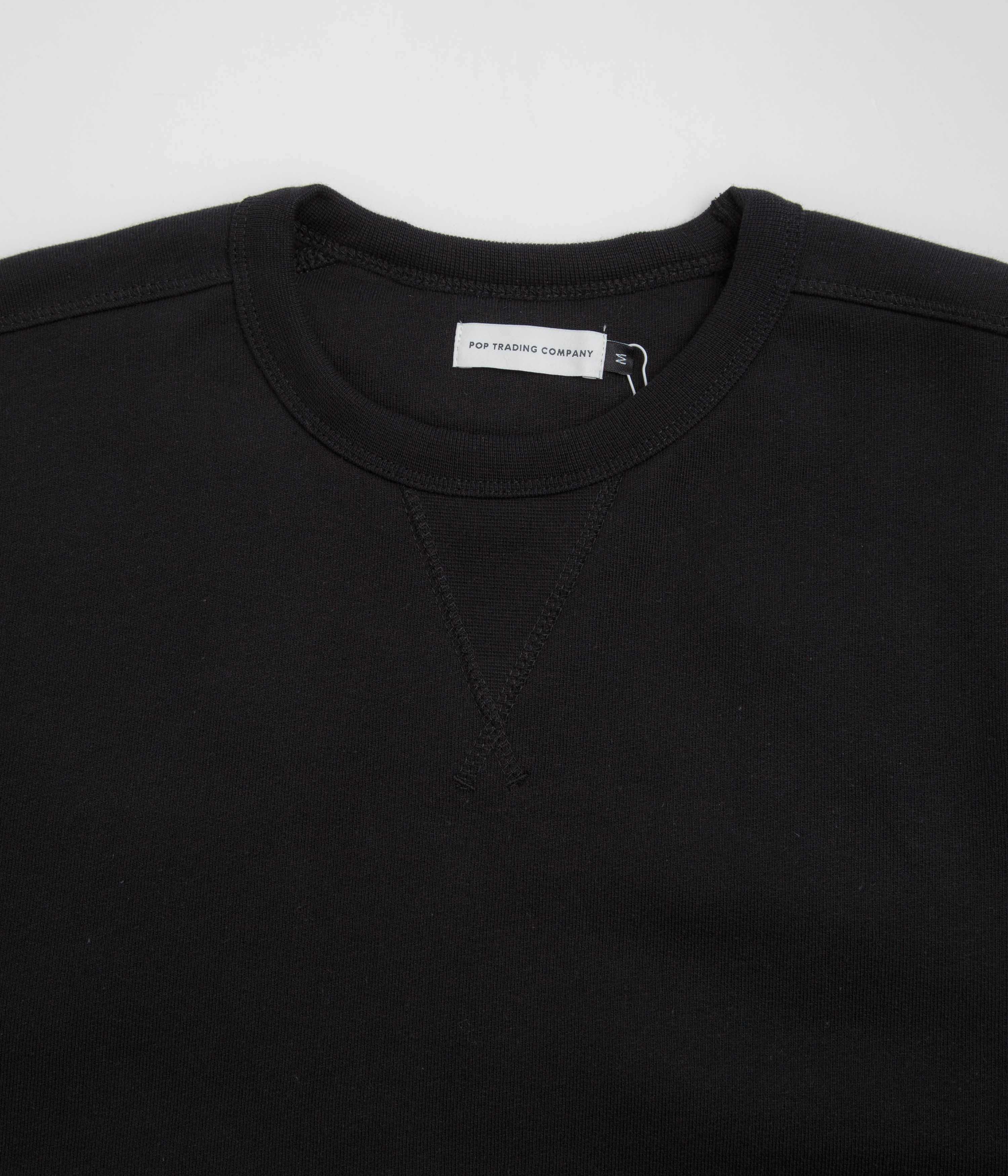 Pop Trading Company Logo Crewneck Sweatshirt - Black / White Stylish Look Mesh Lining