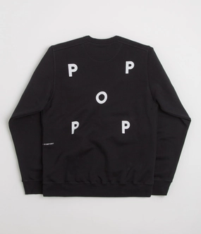 Pop Trading Company Logo Crewneck Sweatshirt - Black / White Cozy And Warm