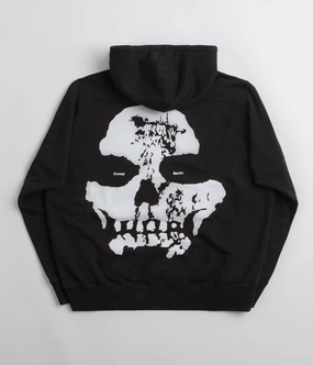full zip Sporty Style Civilist Skull Hoodie - Black