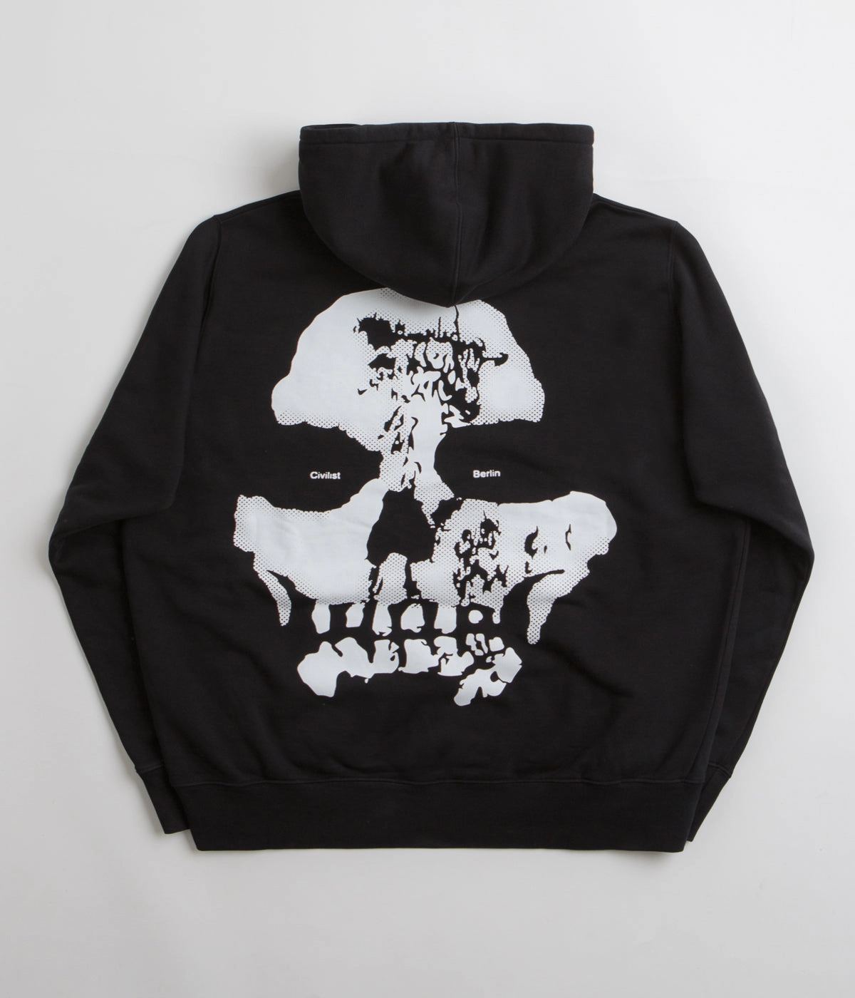 full zip Sporty Style Civilist Skull Hoodie - Black