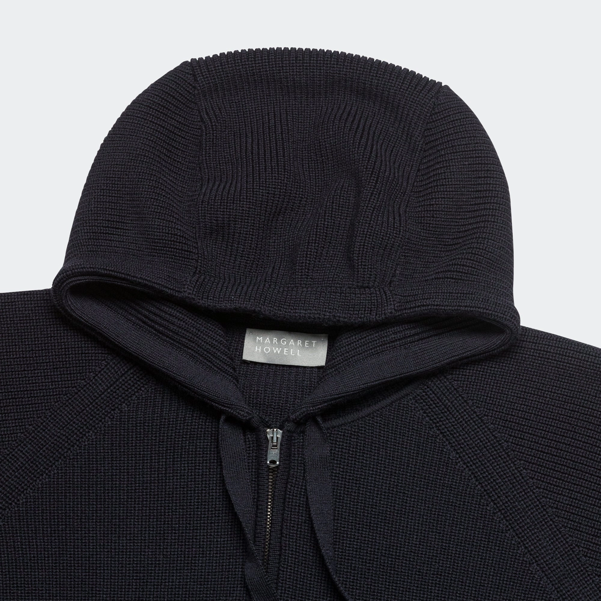 Trendy Top product metallic glamour Zip Through Hoodie - Extrafine Merino Wool Ink