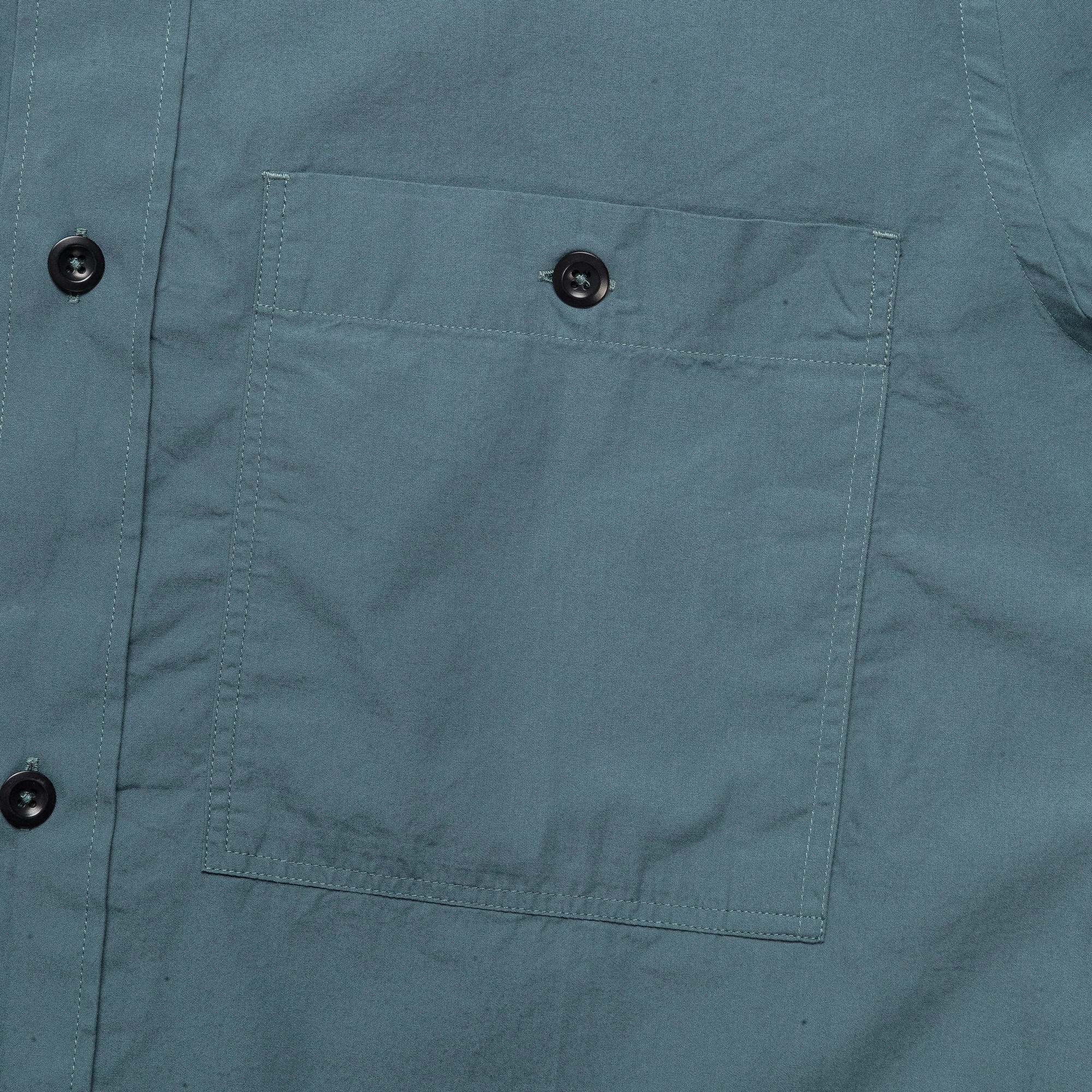 Overall Shirt - Washed Cotton Poplin Mineral Blue High Density Weave