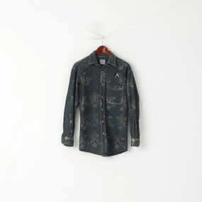 Youthful Style Lee Men S Casual Shirt Navy Denim Cotton USA Stars Printed Alliente Trails Long Sleeve Top