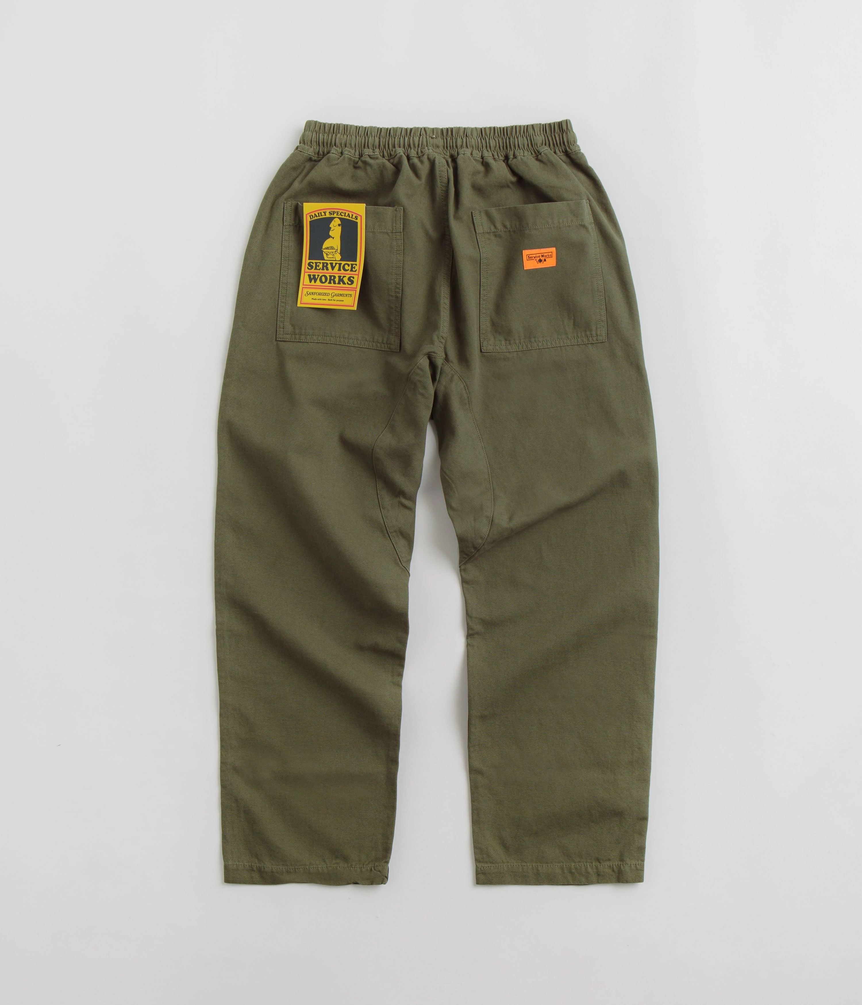 Service Works Classic Chef Pants - Olive Anti Friction Lining SmoothZipClosure