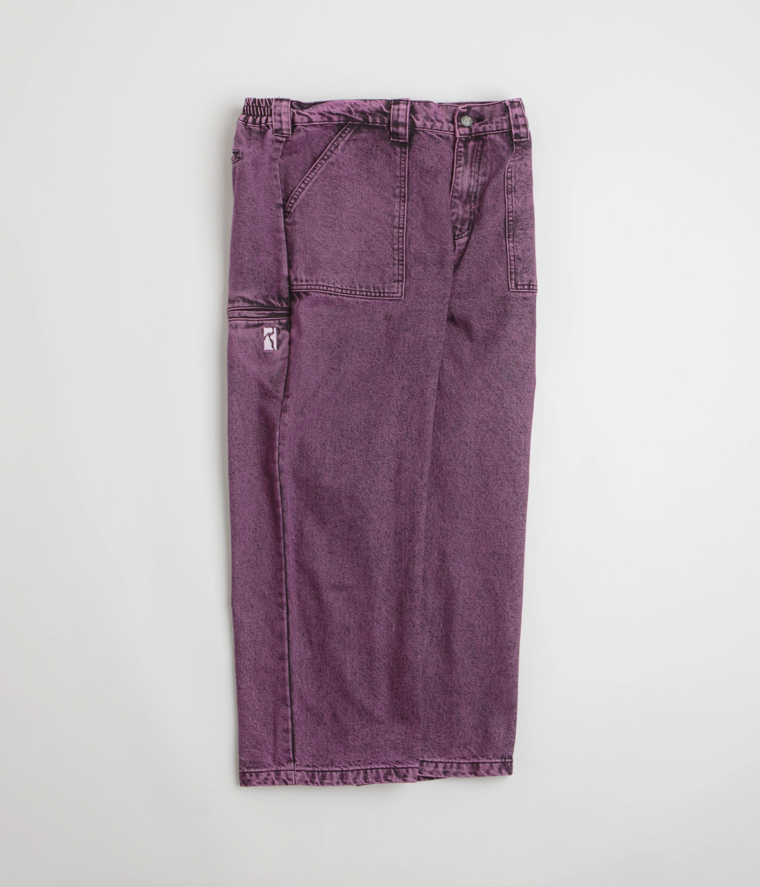 Poetic Collective Painter Pants - Purple Acid Wash Denim Simple Silhouette Reinforced Knees