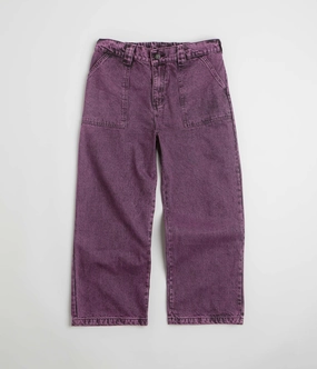 Poetic Collective Painter Pants - Purple Acid Wash Denim Tapered Leg Design Elasticized Cuffs