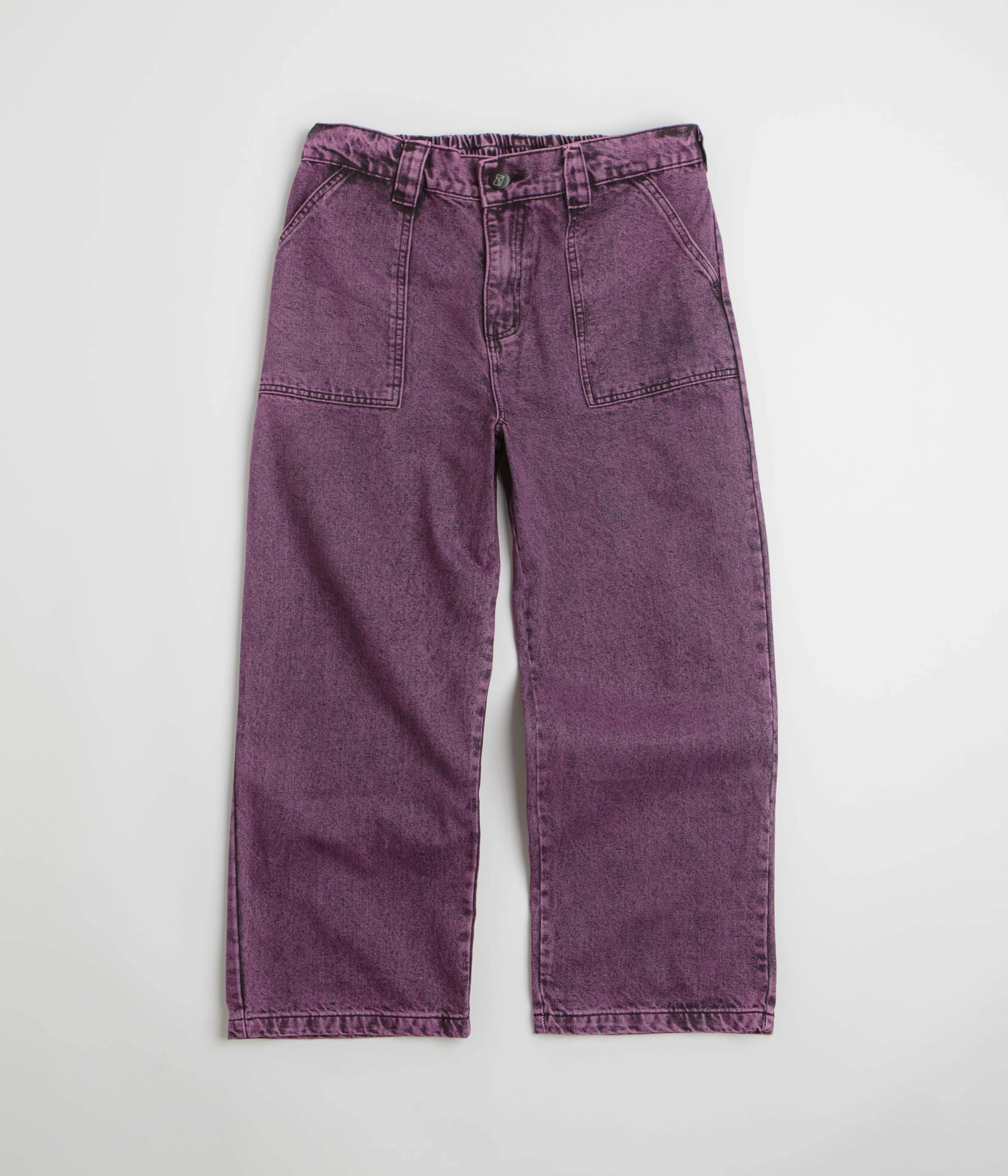 Poetic Collective Painter Pants - Purple Acid Wash Denim Tapered Leg Design Elasticized Cuffs