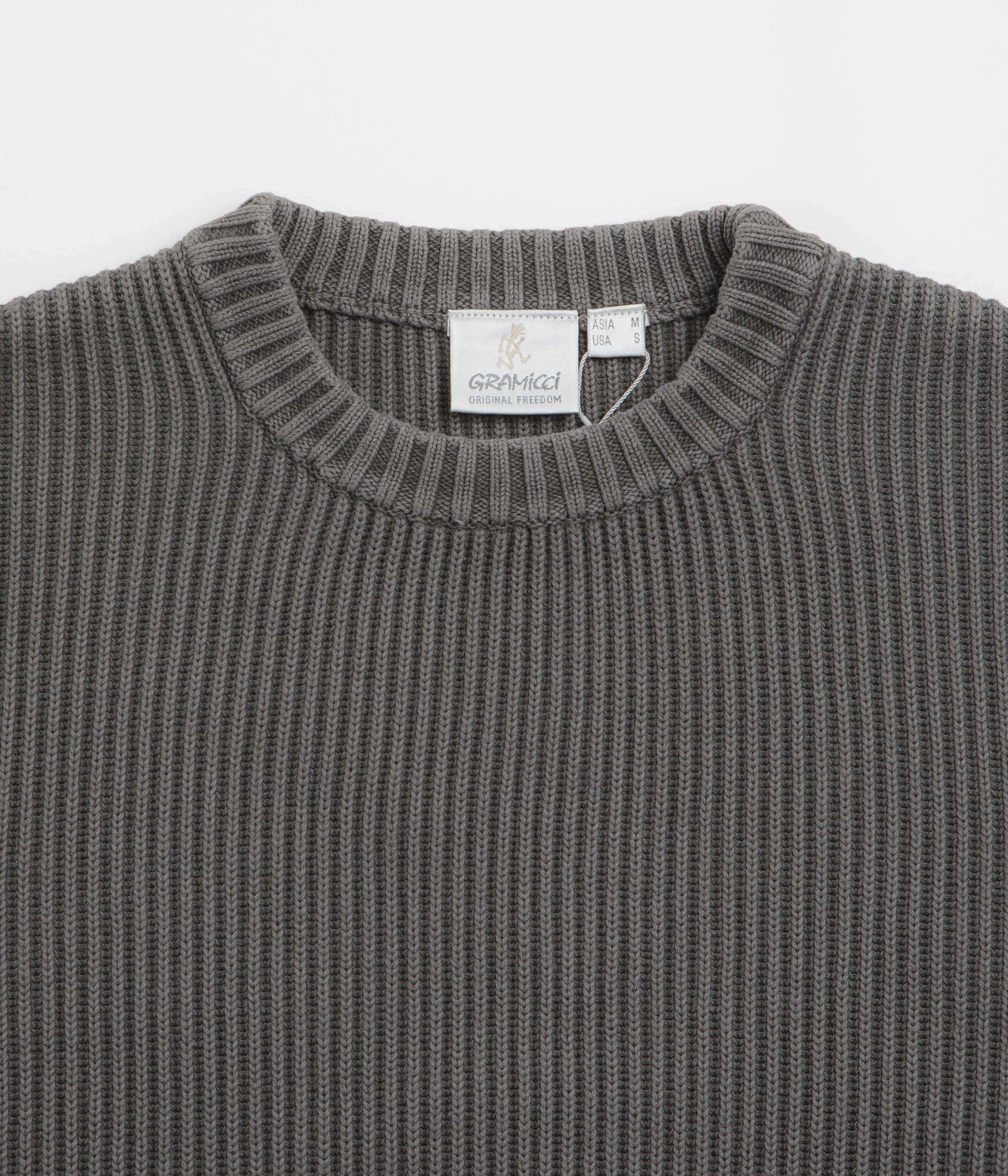 Sports Apparel Streetwear Look Gramicci Cotton Knit Crewneck Sweatshirt - Grey