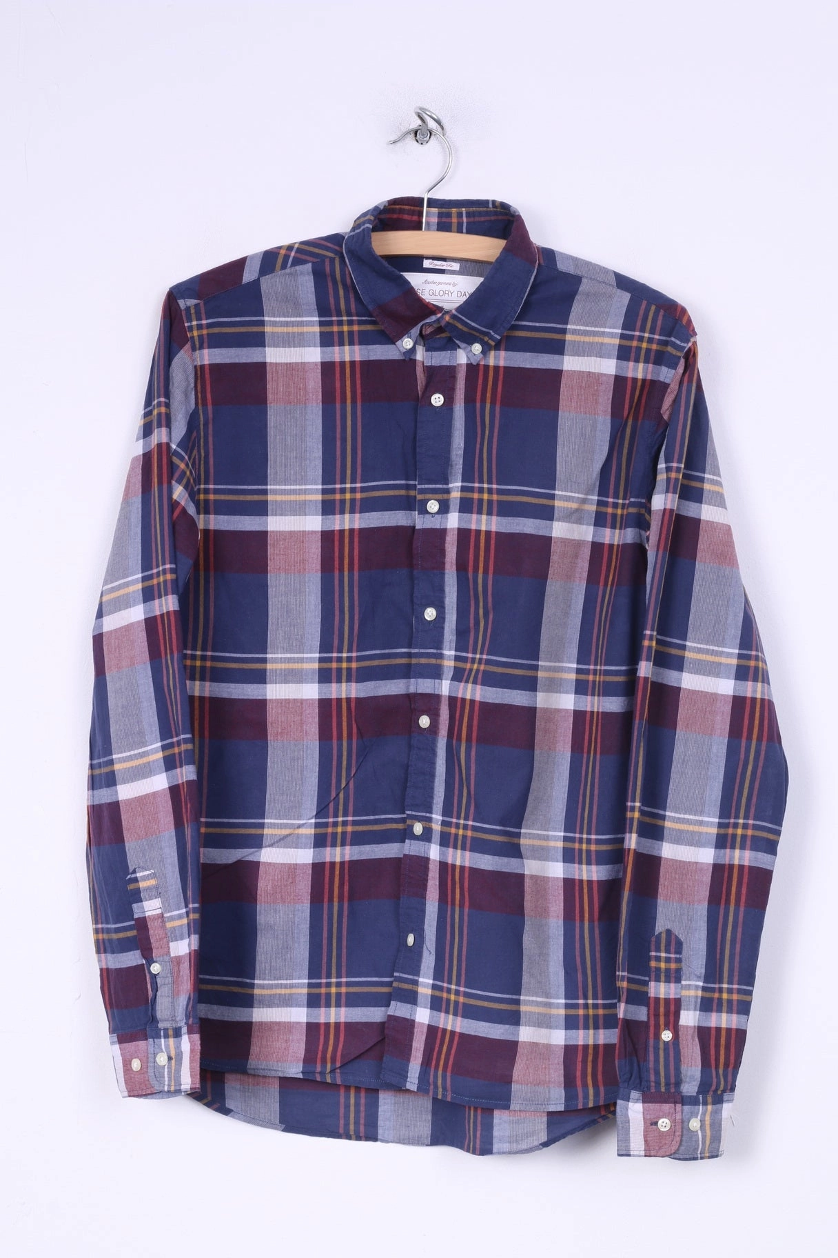 Lightweight Comfort Work From Home These Glory Days Mens S Casual Shirt Check Button Down Collar Regular Fit Navy Long Sleeve