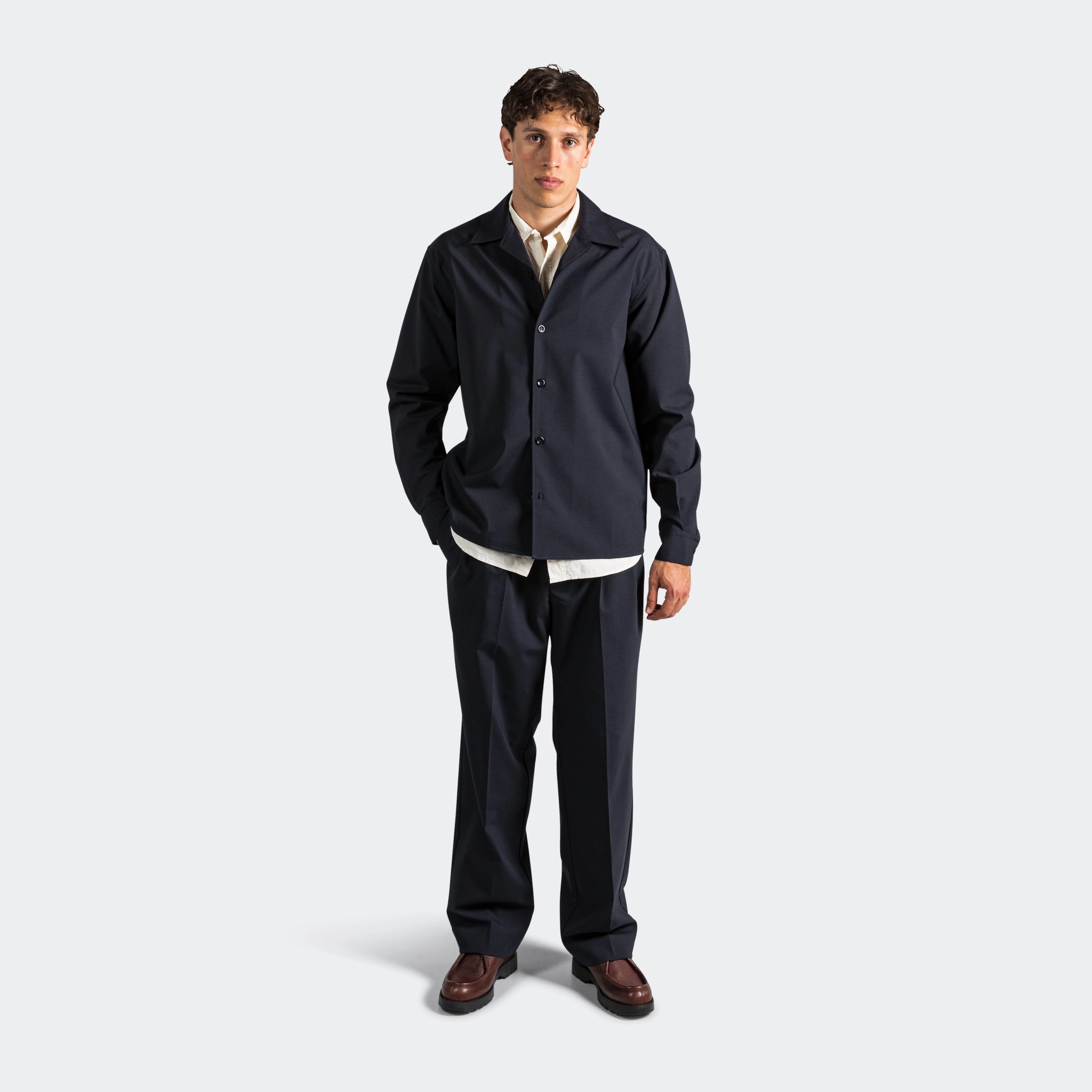 Carsten Light Wool Shirt - Dark Navy Sporty Look Relaxed Comfort