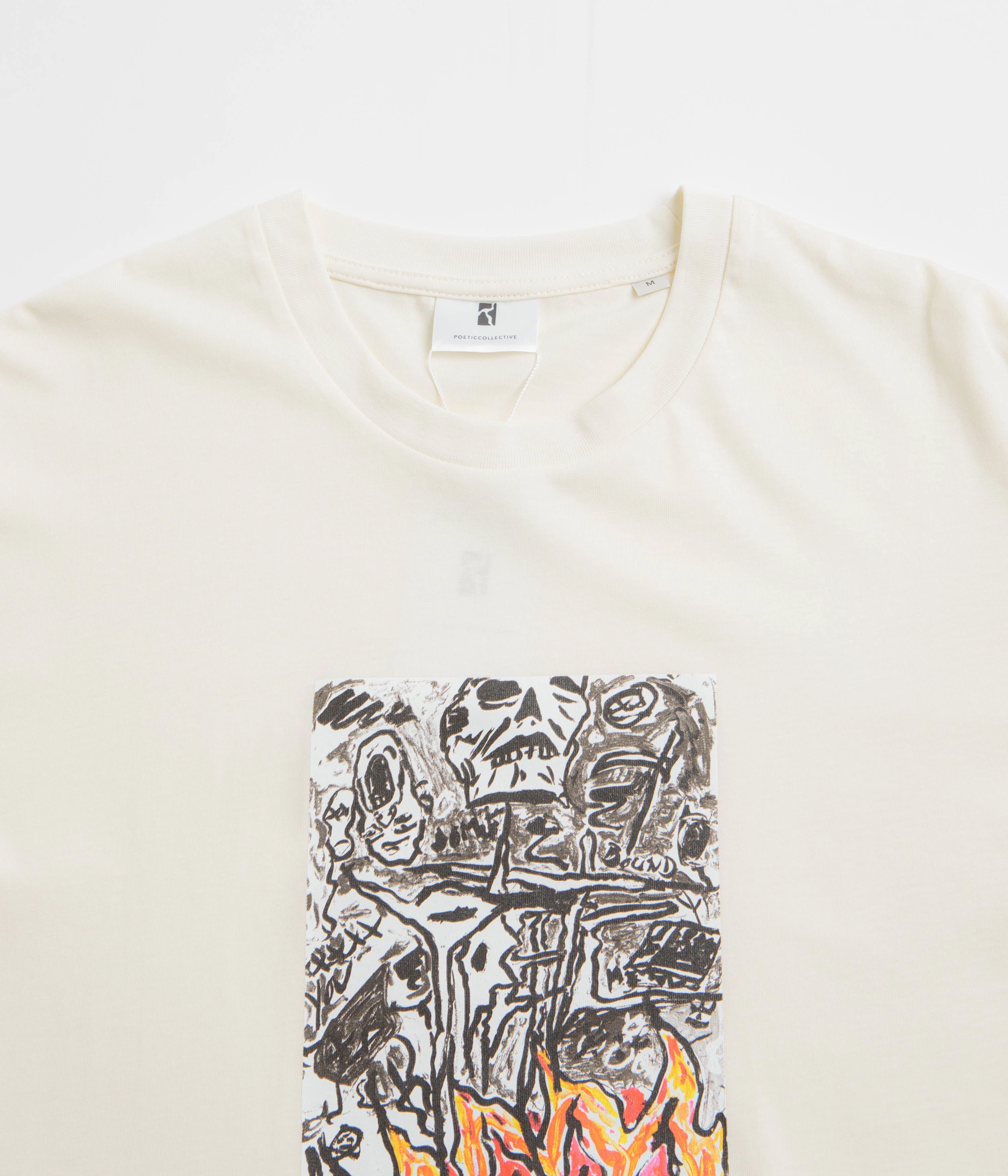 Smart Outfit Casual Appeal Poetic Collective Burning Skull T-Shirt - Ivory