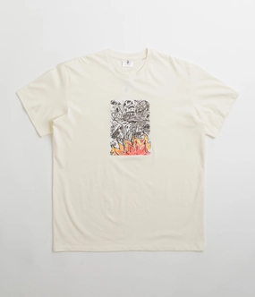 Poetic Collective Burning Skull T-Shirt - Ivory SoftenedNeckline