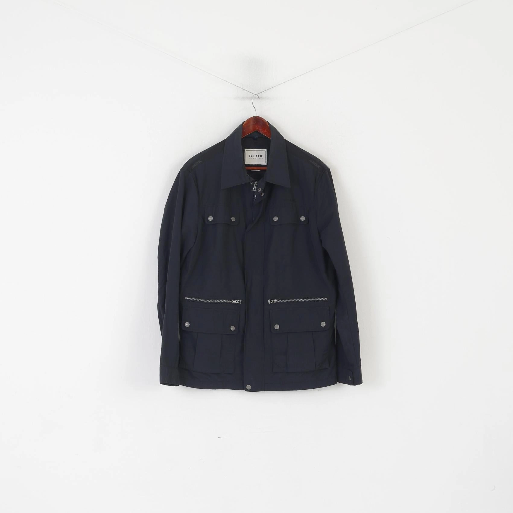 Geox Respira Men 50 40 M Jacket Navy Classic Breathes Lightweight Zip Up Top kids' Flexible Cuff