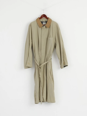 Barrows & Sons Men L Trench Coat Light Green Cotton Italy Belted Gentelman's Outfitter's Mac PreShrunk Cotton Blend
