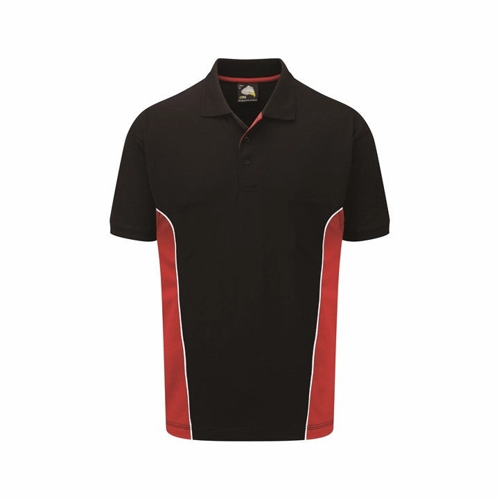 UVBlocking Fabric Tech NonChafing Seam Placement Silverswift Polo Shirt | BLACK/RED