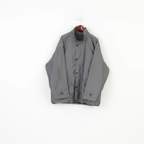 Milestone Men 56 XL Jacket Grey Silver Full Zipper Nylon Outdoor Shine Vintage Hood Top back - to - school