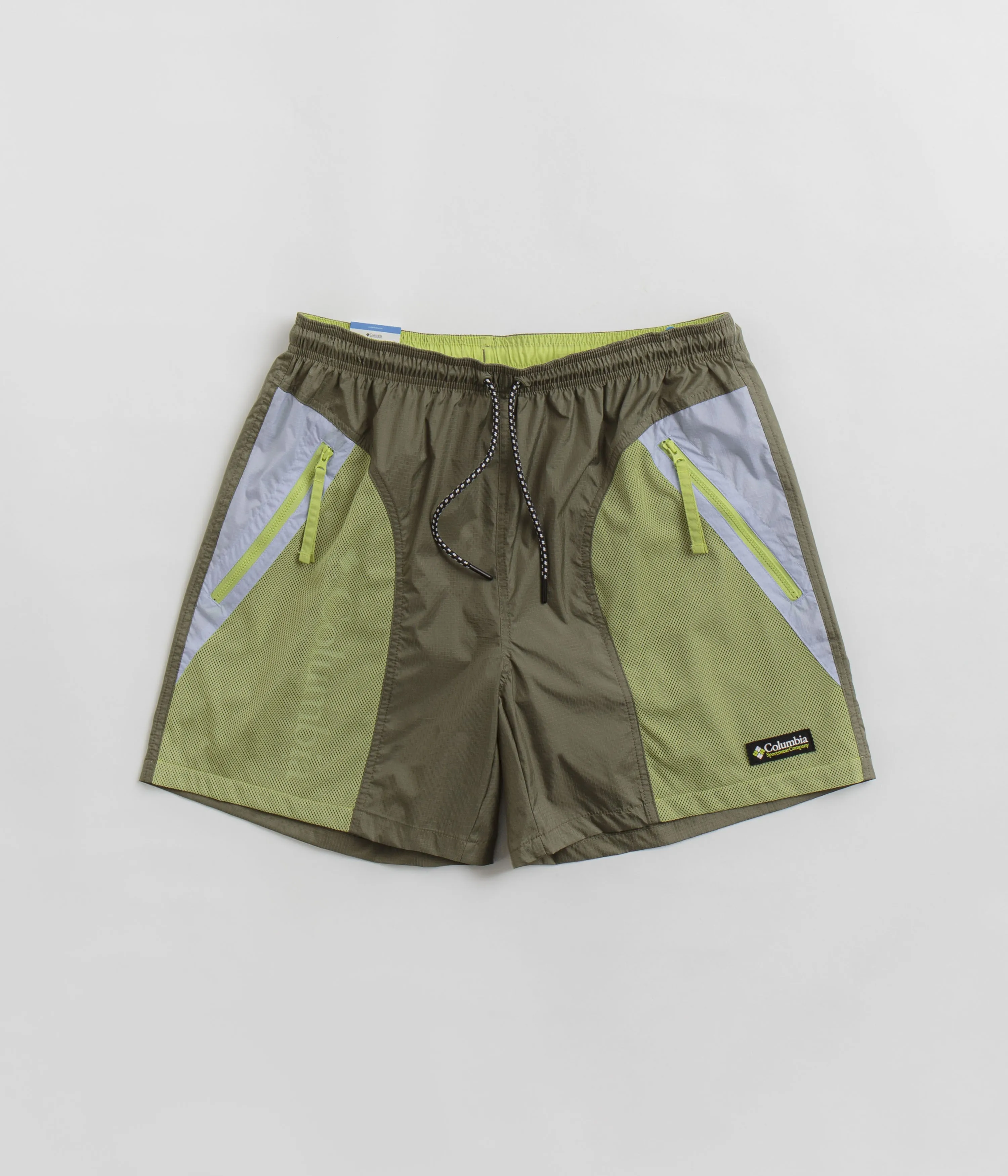 Warm Mood button-down look Columbia Riptide II Shorts - Stone Green / Whisper / Napa Green