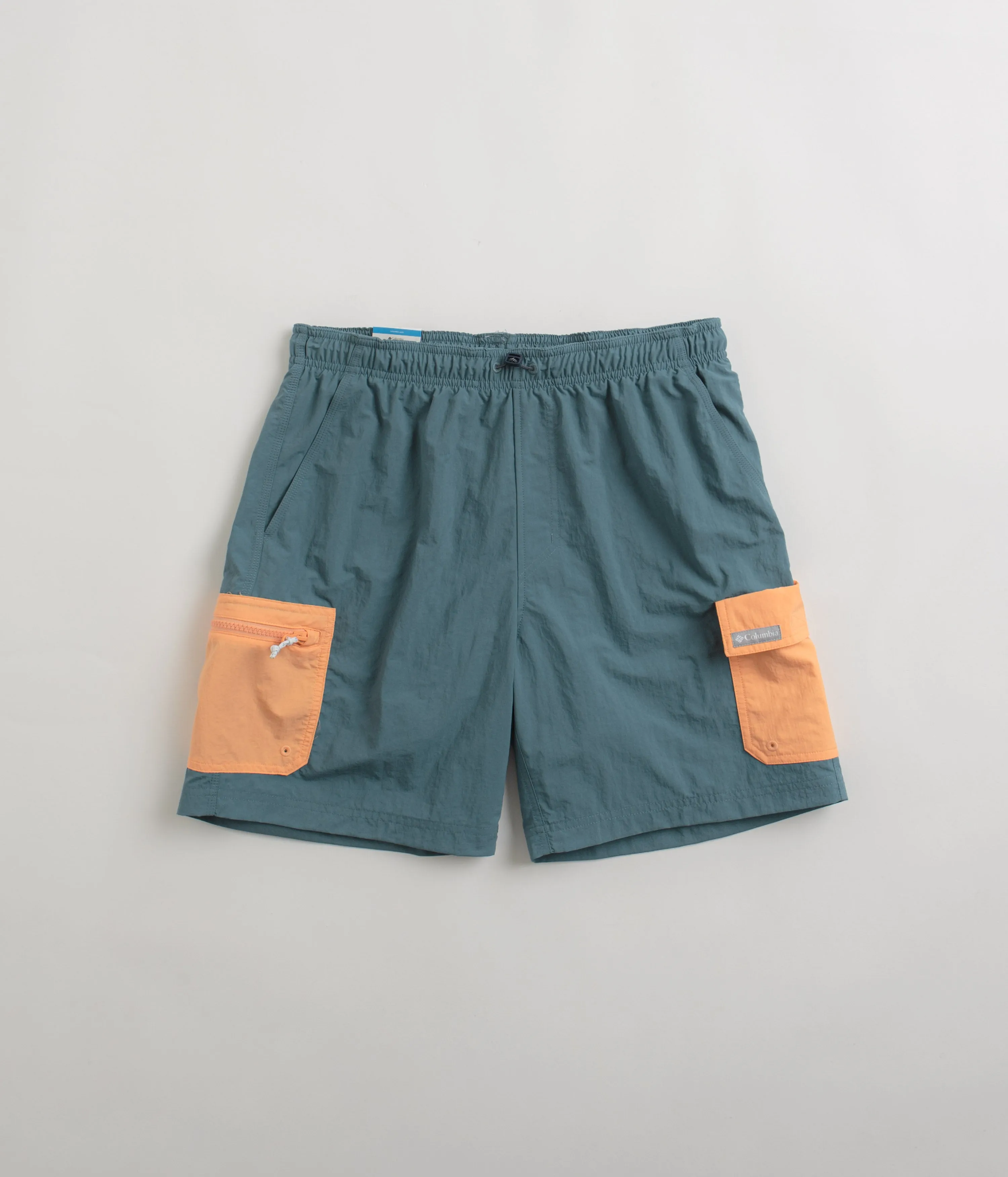 Non Irritating Tags QuickDryTechnology Columbia Summerdry Brief 7" Shorts - Cloudburst / Apricot Fizz