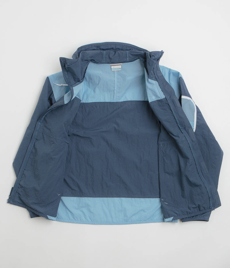 Stretch Knit Fabric Commuter Gear Columbia Challenger II Windbreaker Jacket - Dark Mountain / Ripple Blue