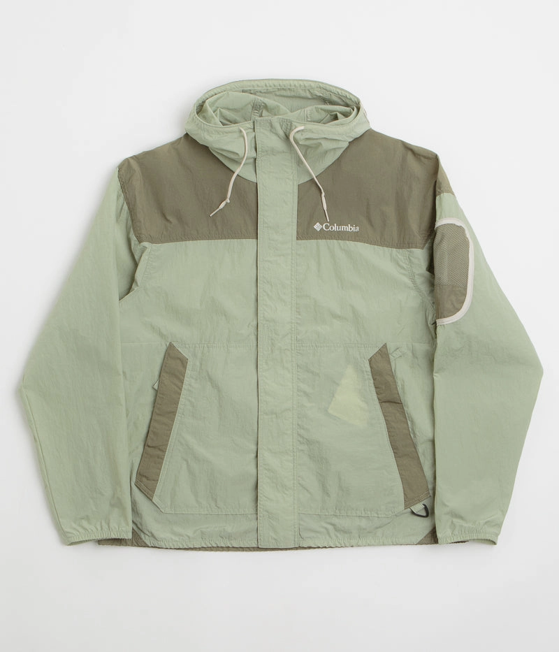 age - appropriate Morning Chill Columbia Challenger II Windbreaker Jacket - Safari / Stone Green