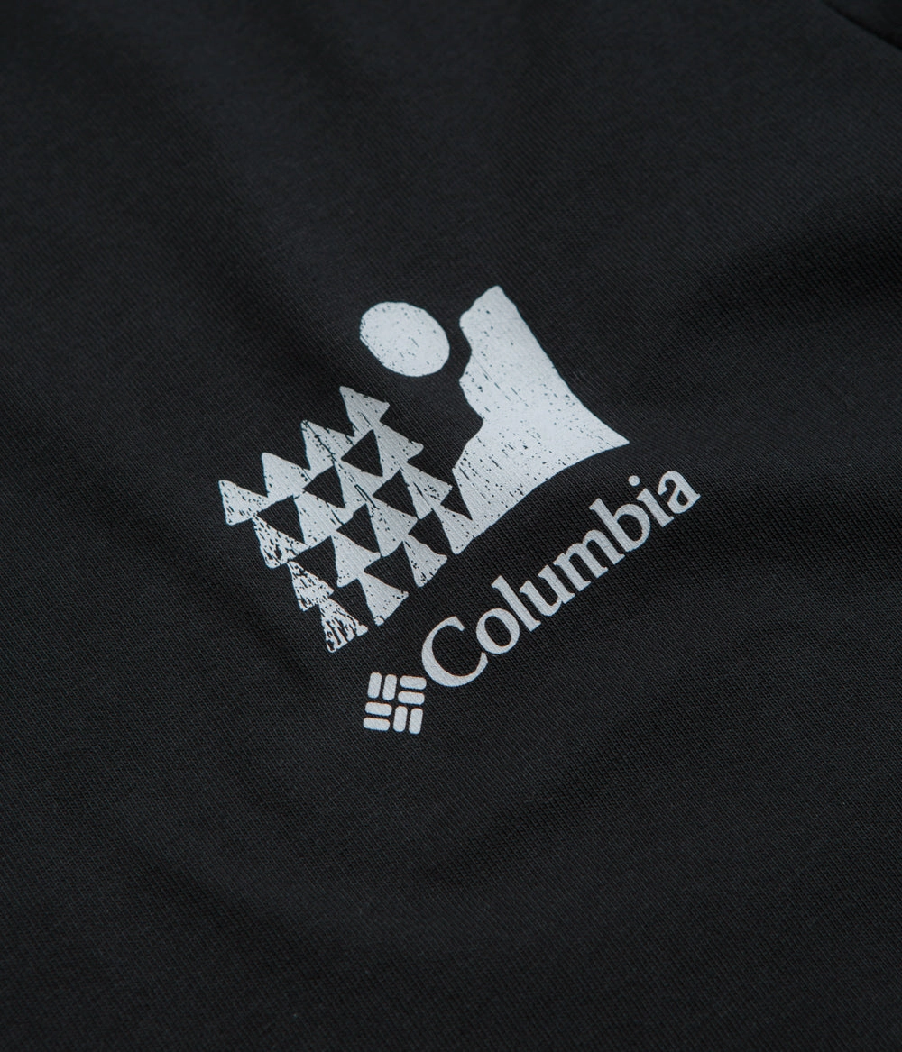 Columbia Explorers Canyon Back T-Shirt - Black / Explore Outdoors Printed Logo Soft Layer