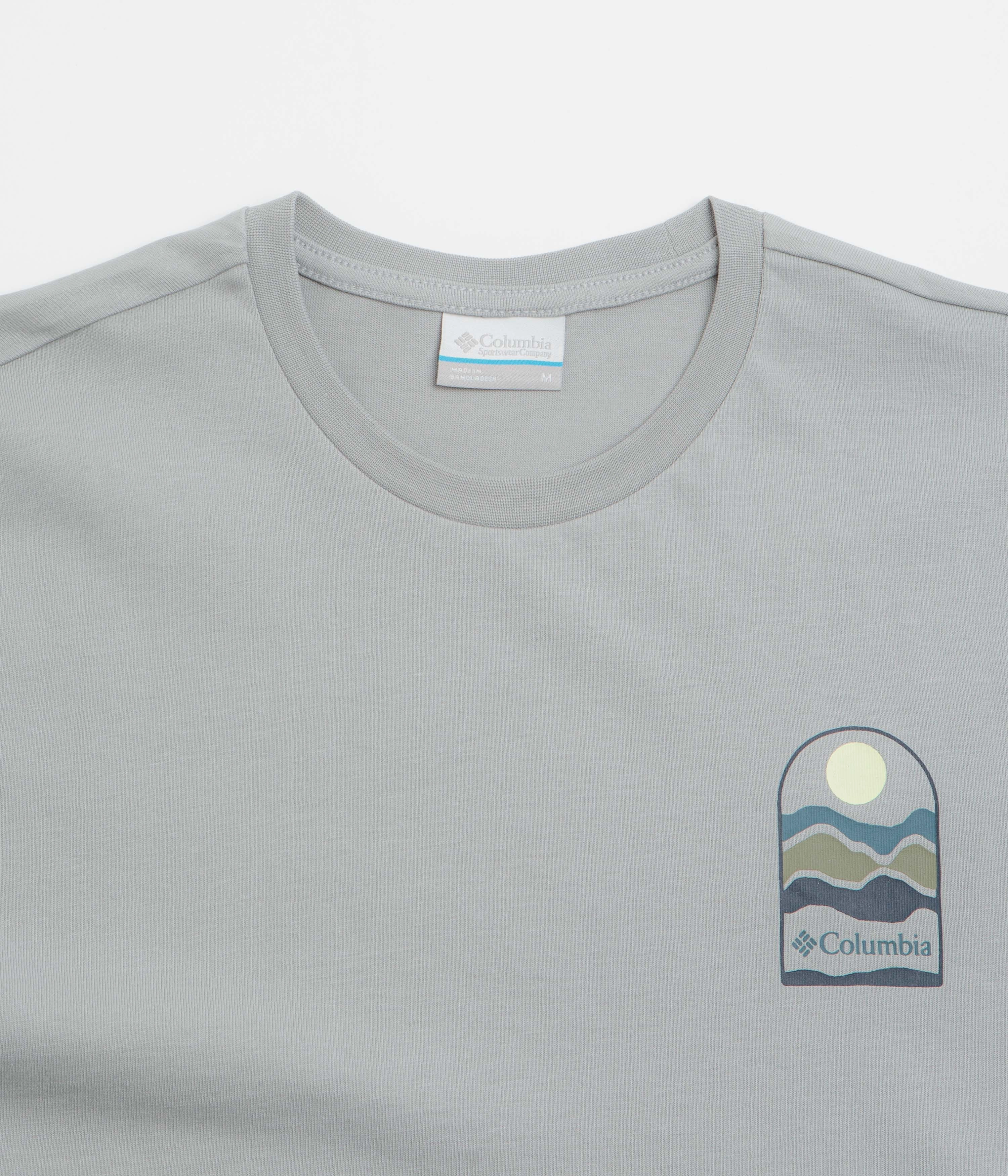 Eco Friendly Dye Flattering Shape Columbia Explorers Canyon Back T-Shirt - Columbia Grey / Get Hiked