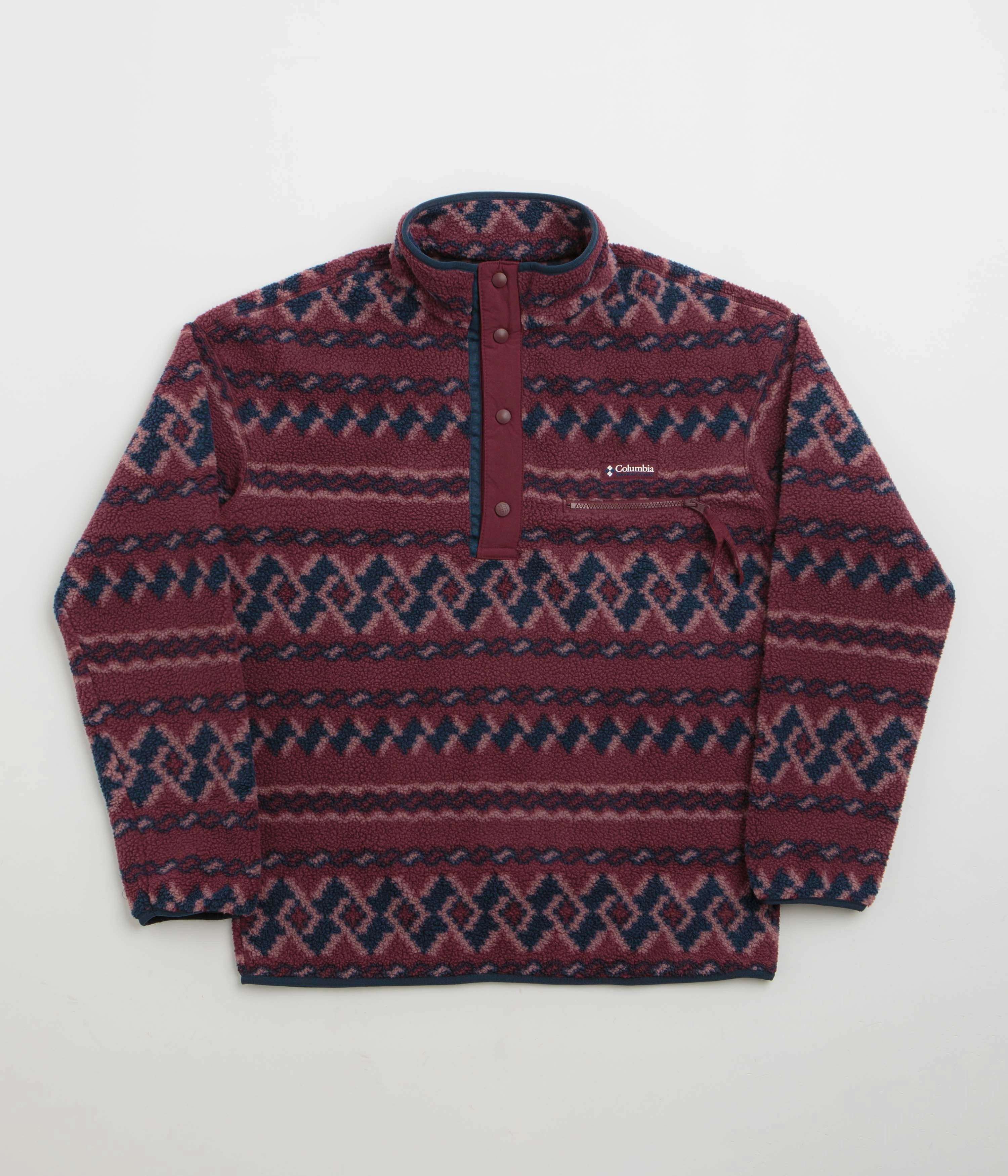 Street Style Columbia Helvetia II Printed Half Snap Fleece - Rich Wine / KnitKnot