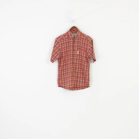 Columbia Men S Casual Shirt Red Cotton Checkered Sportswear Company Short Sleeve Top Classic Appeal
