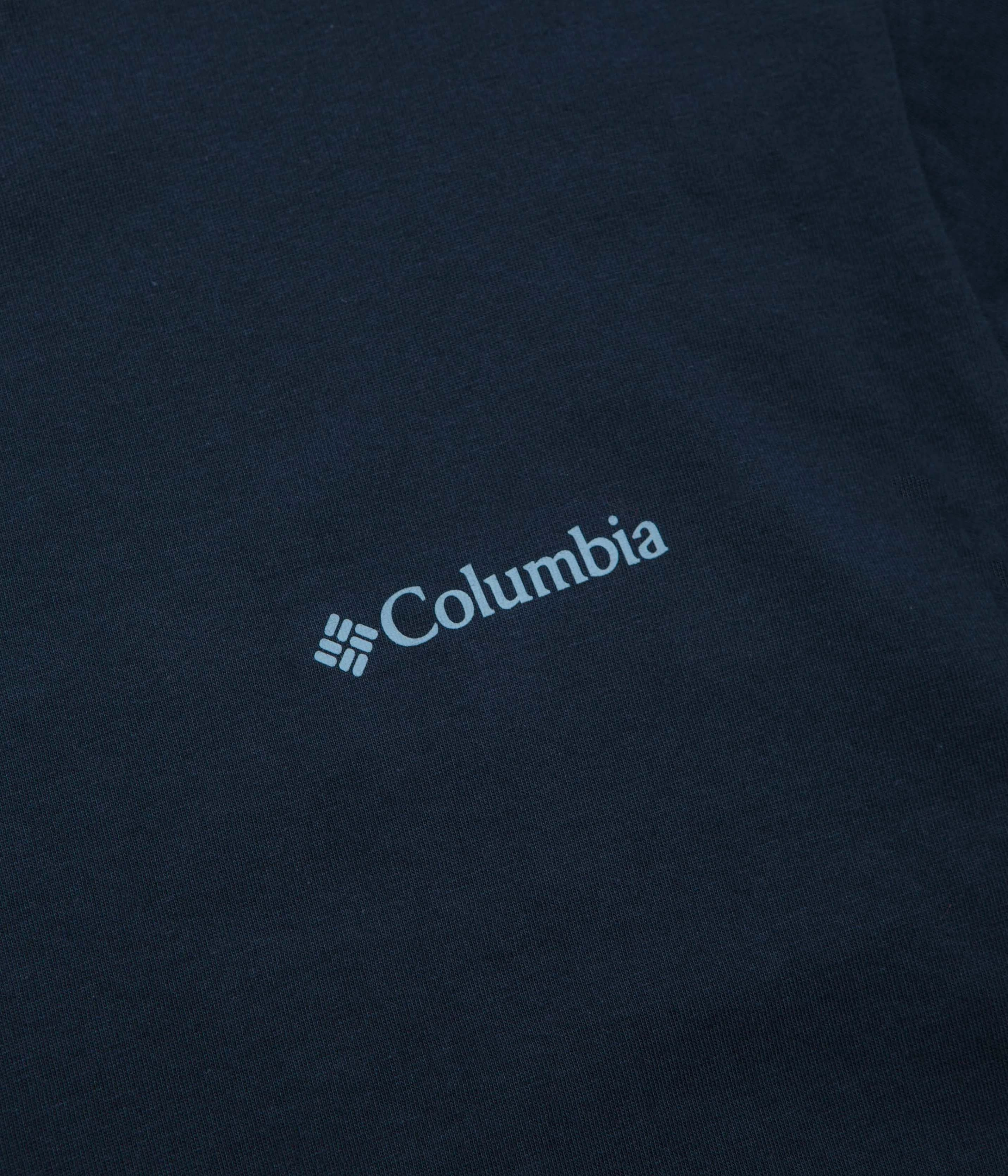 Wrinkle Resistant No Slip Shoulder Design Columbia North Cascades T-Shirt - Collegiate Navy / Pasteled Framed