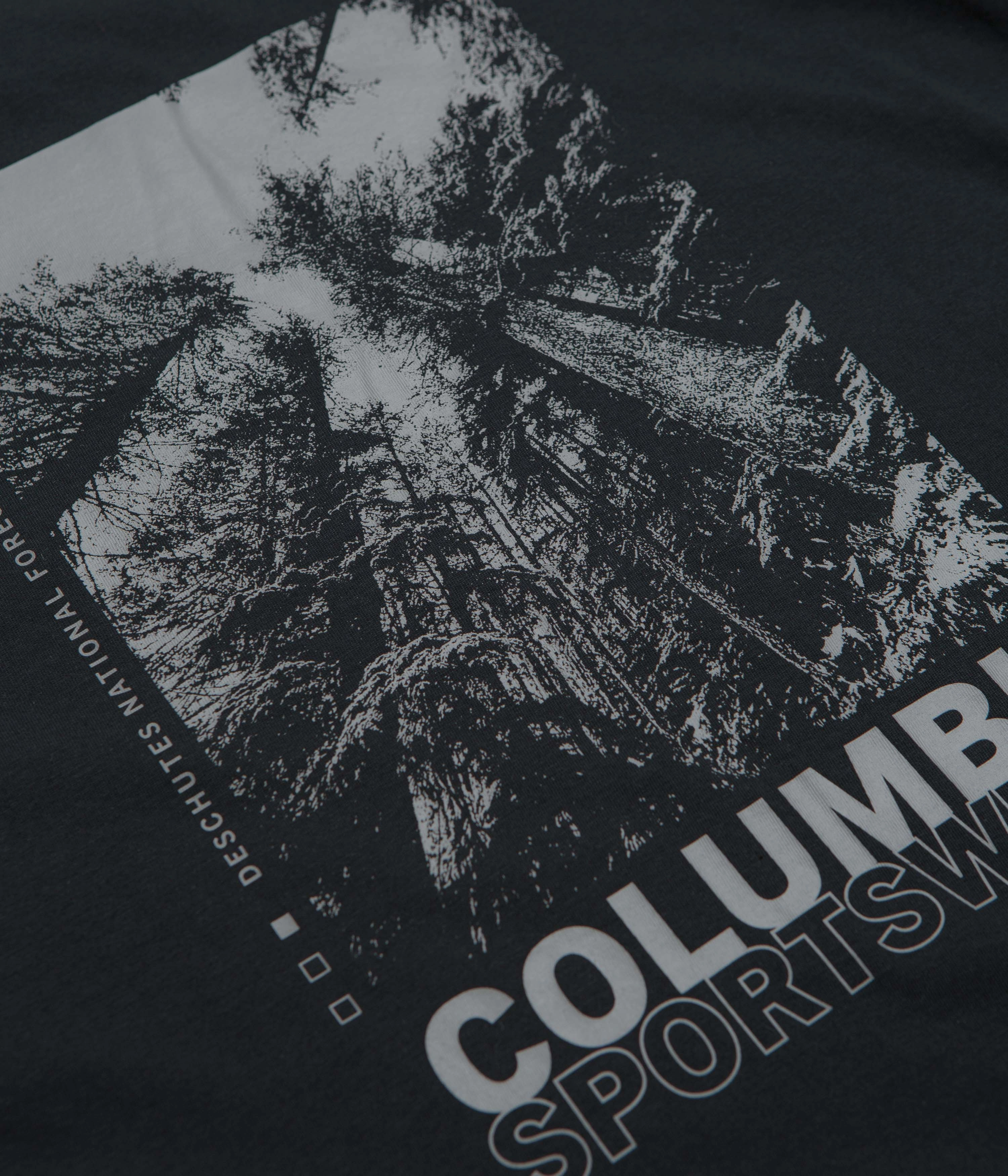 Cozy Comfort Look Holiday Outfit Style Columbia Rapid Ridge Back Graphic II T-Shirt - Black / Amazing Heights
