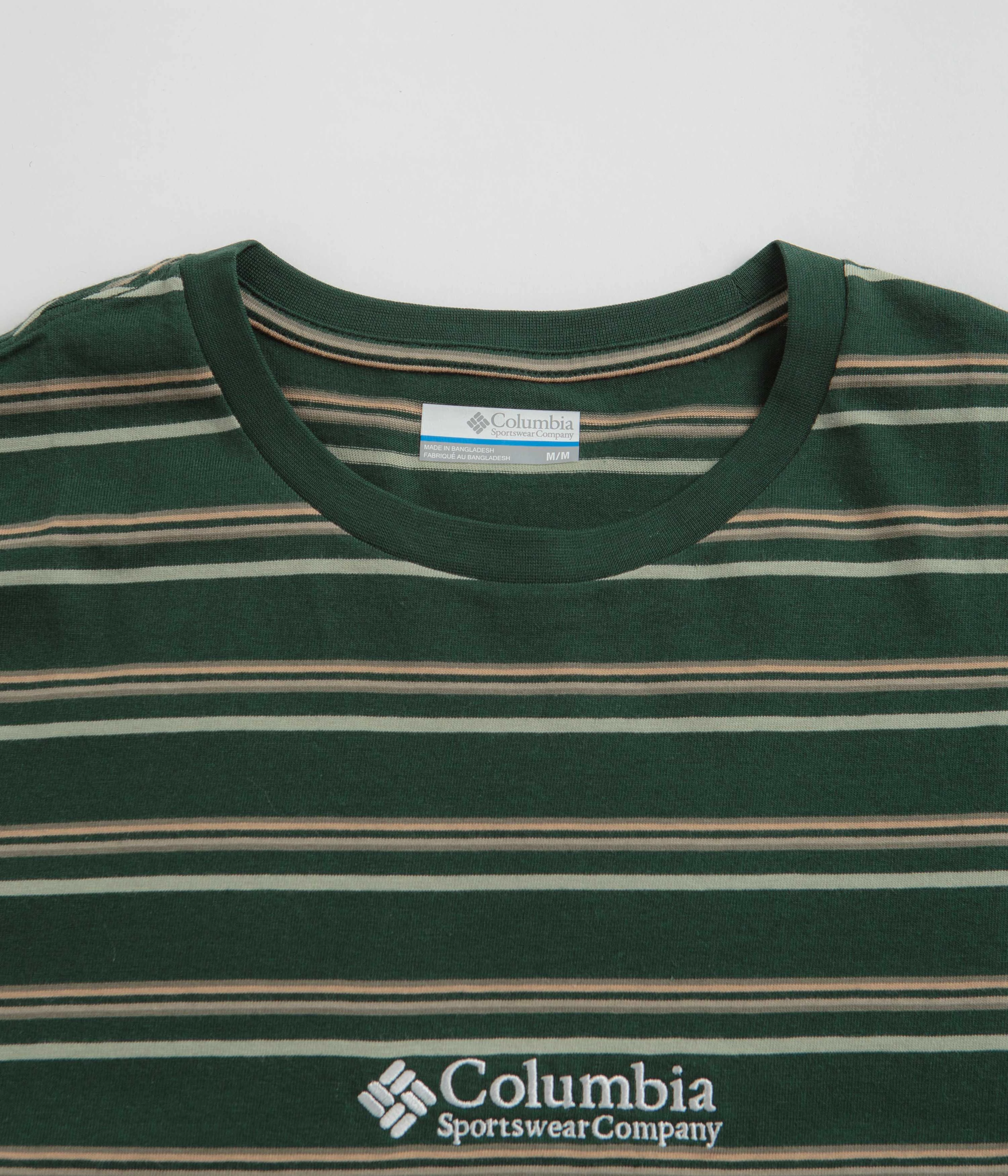 Columbia Somer Slope Striped T-Shirt - Spruce Layered Sleeve Construction