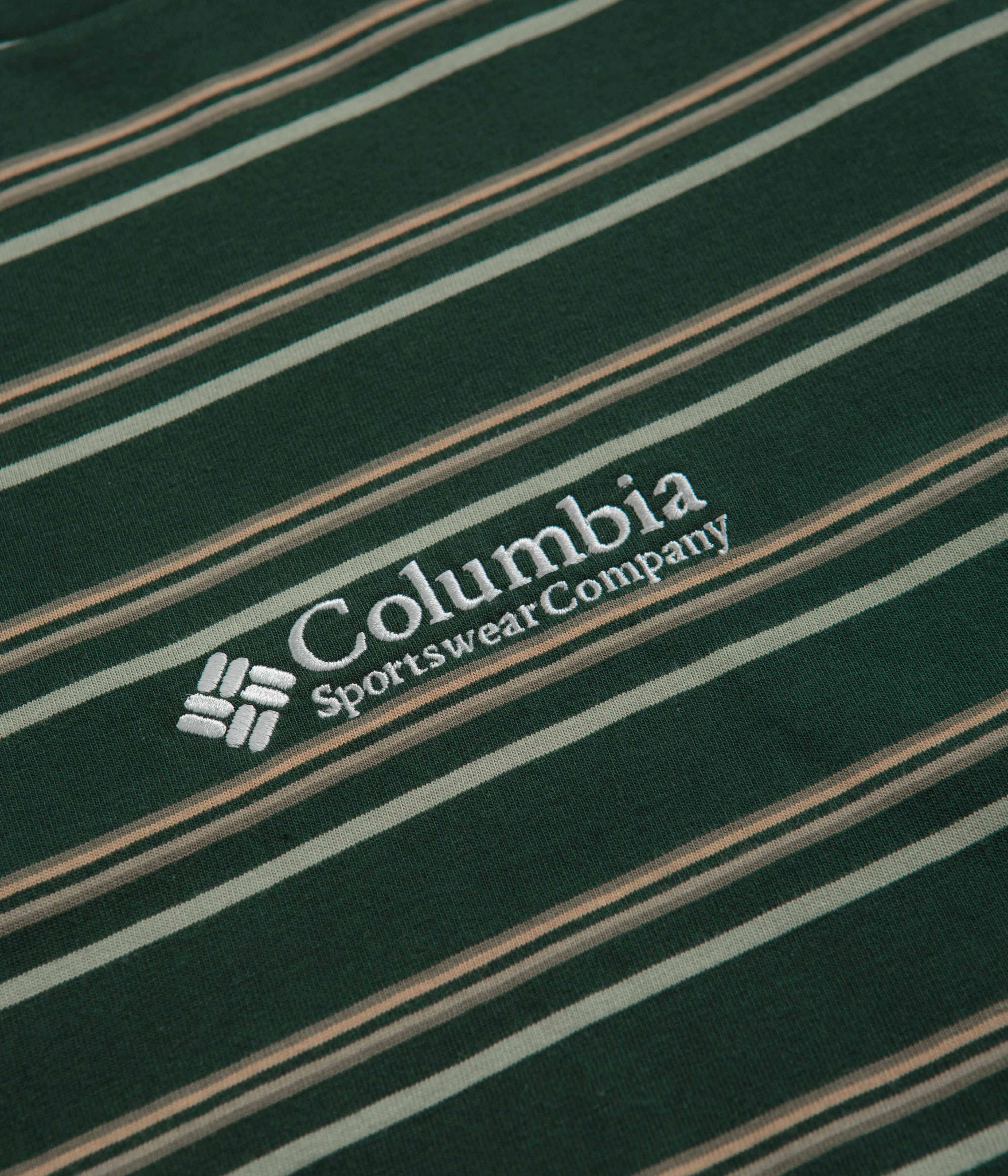 Columbia Somer Slope Striped T-Shirt - Spruce Classic Wearable Subtle Logo Placement