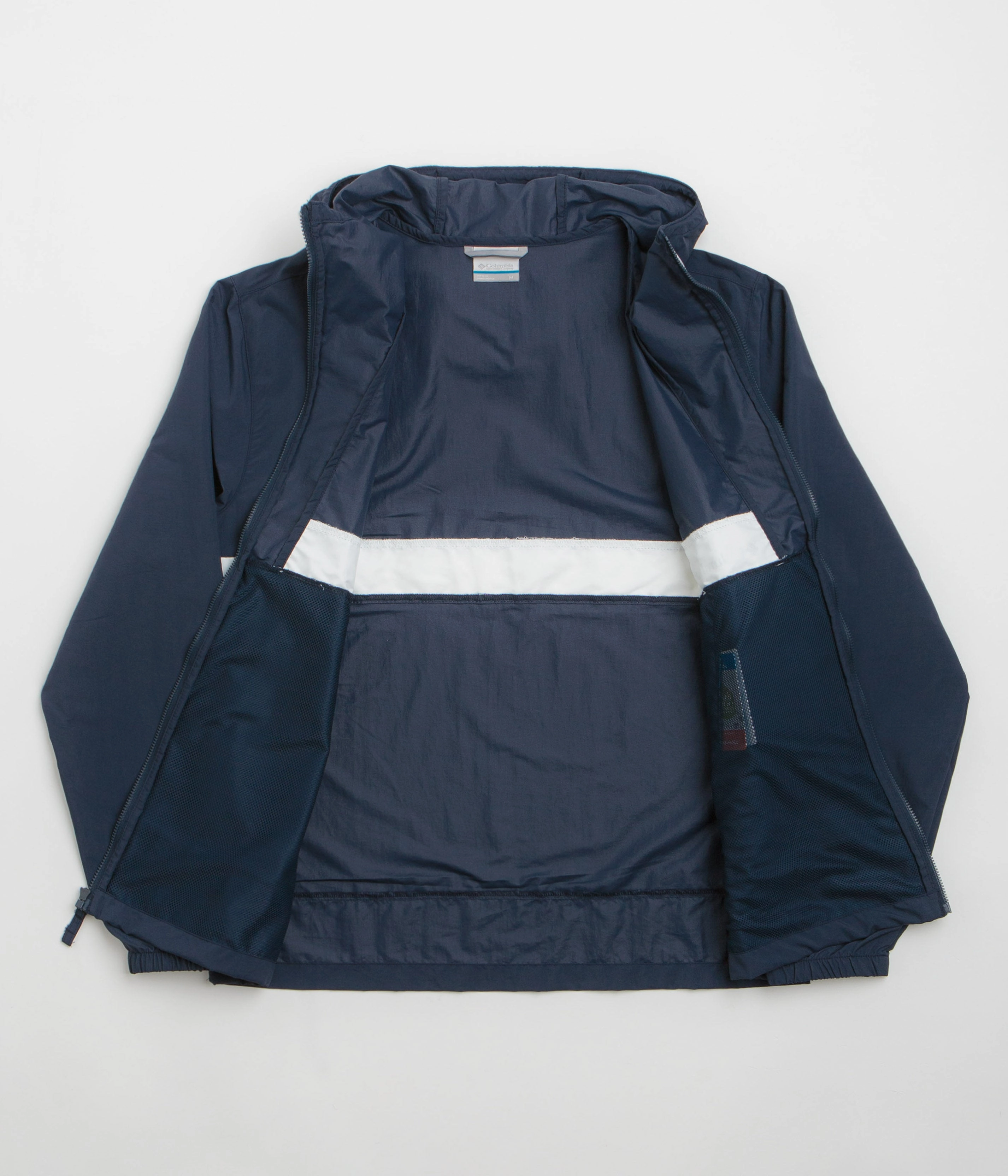 Algorithm Columbia Spire Valley Hooded Windbreaker Jacket - Collegiate Navy / White