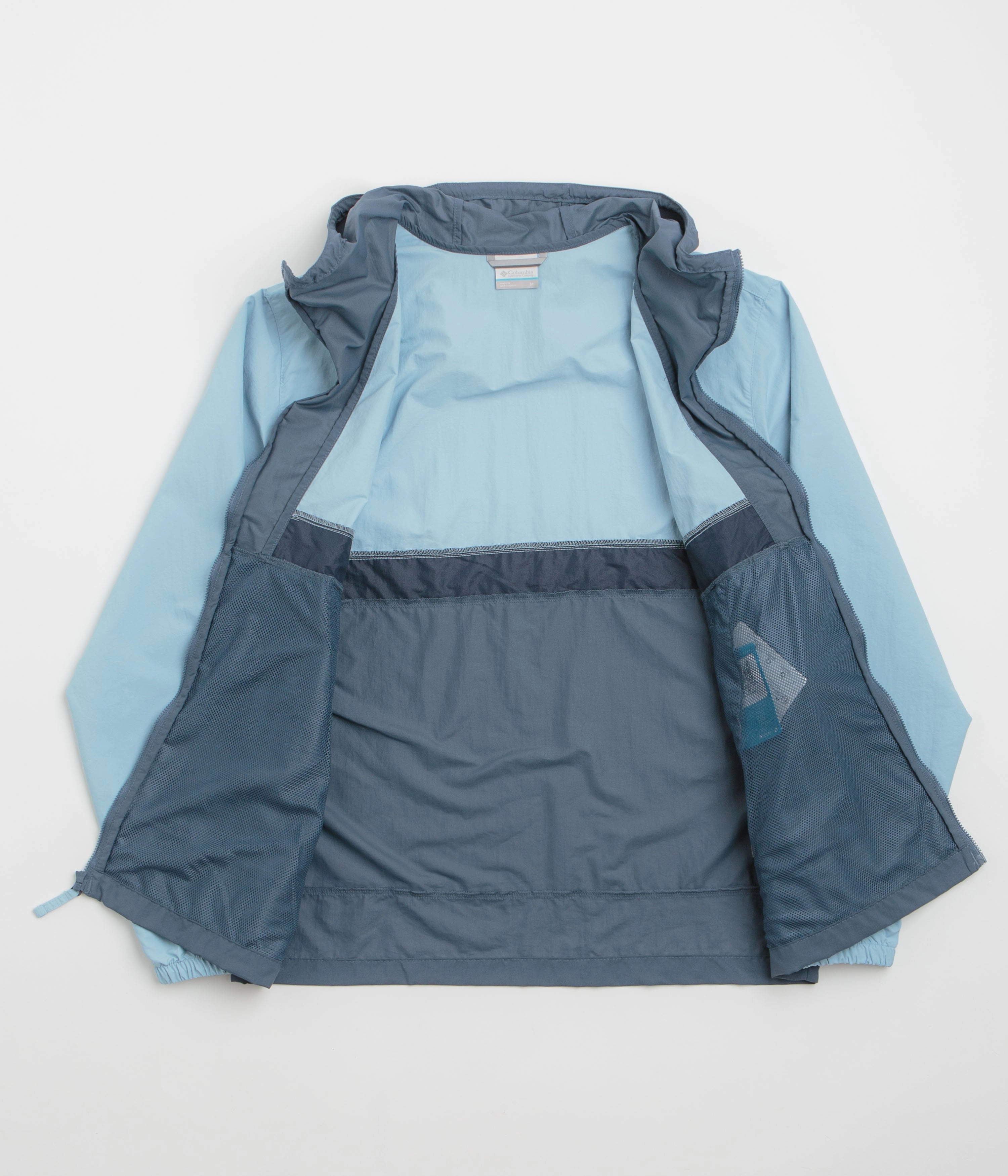 Columbia Spire Valley Hooded Windbreaker Jacket - Ripple Blue / Dark Mountain / Collegiate Navy single layer Breathable