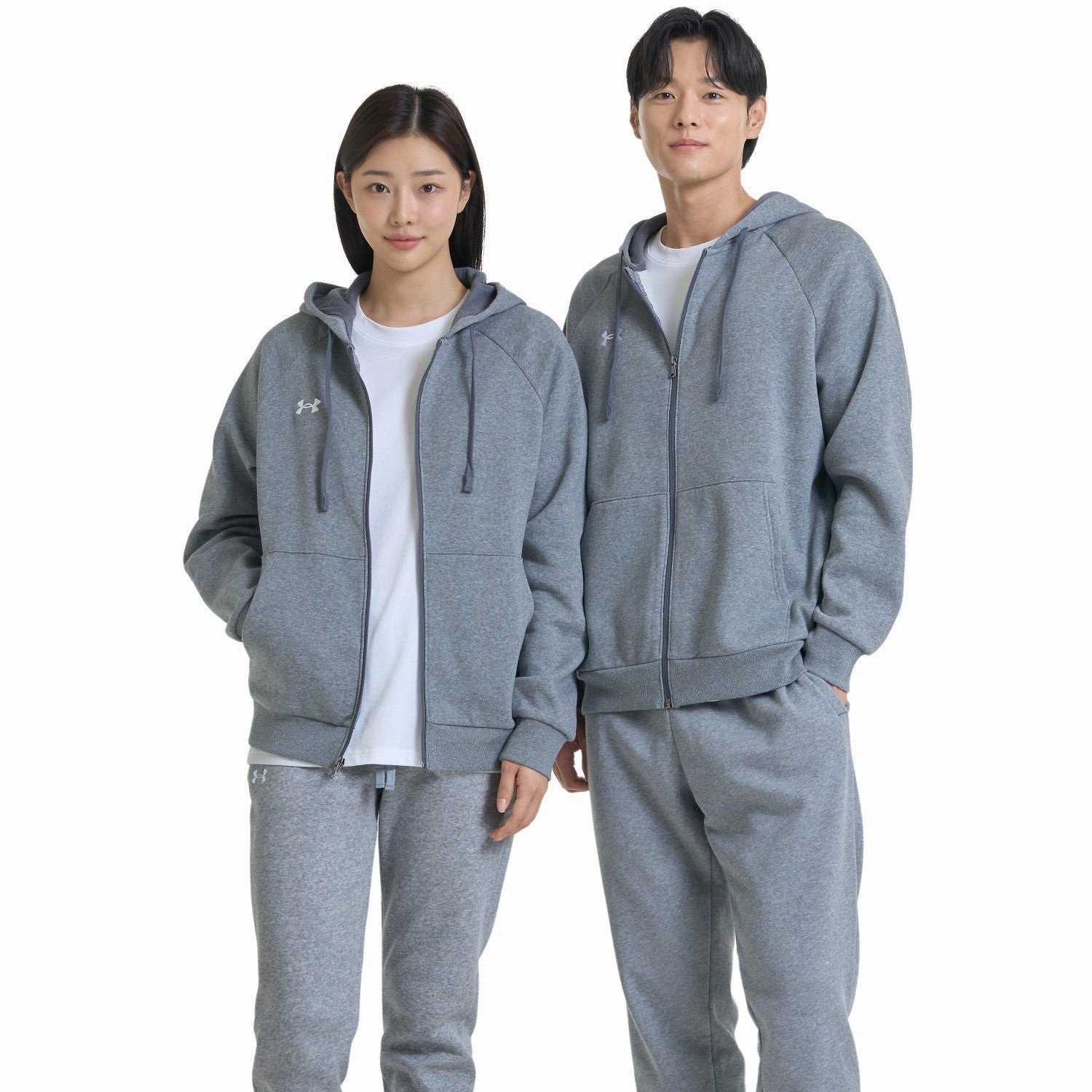 Contrast Stitching Collapsible Hood Rival Fleece Full-Zip Hoodie | BLACK