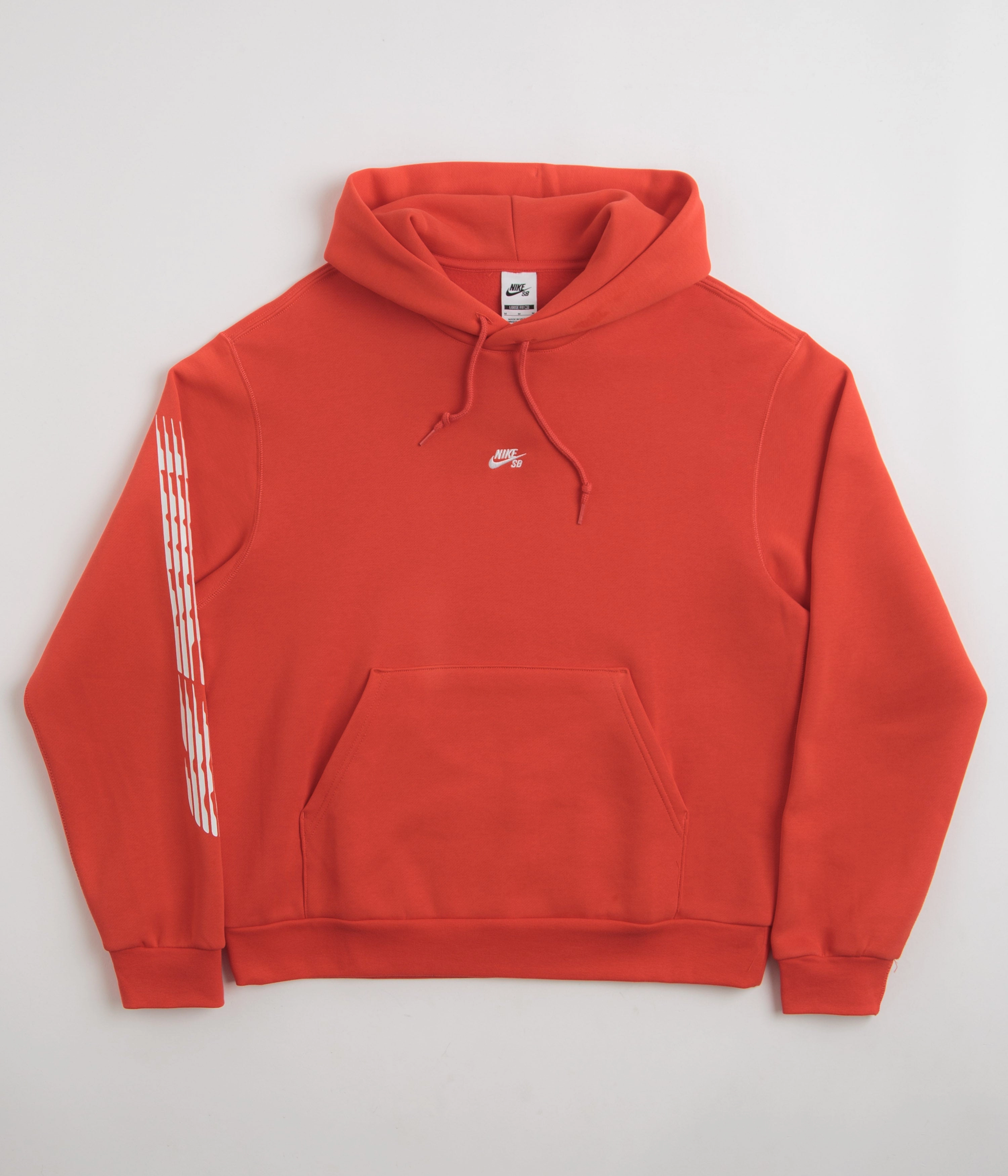 Nike SB Sleeve Graphic Hoodie - Light Crimson / White Brushed Fleece V-Neck