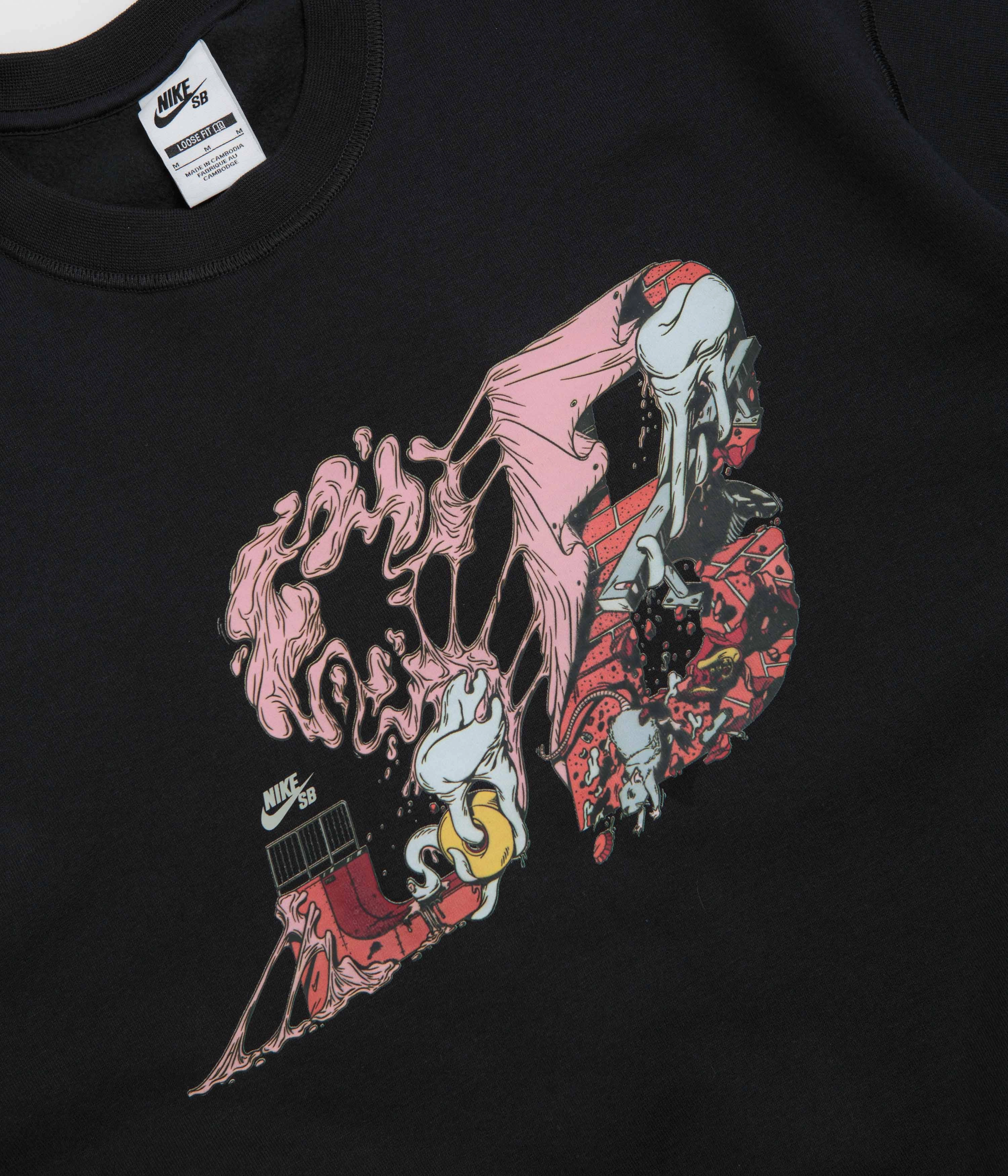 Nike SB Graphic Logo Crewneck Sweatshirt - Black / White goes with sandals Soft Layers