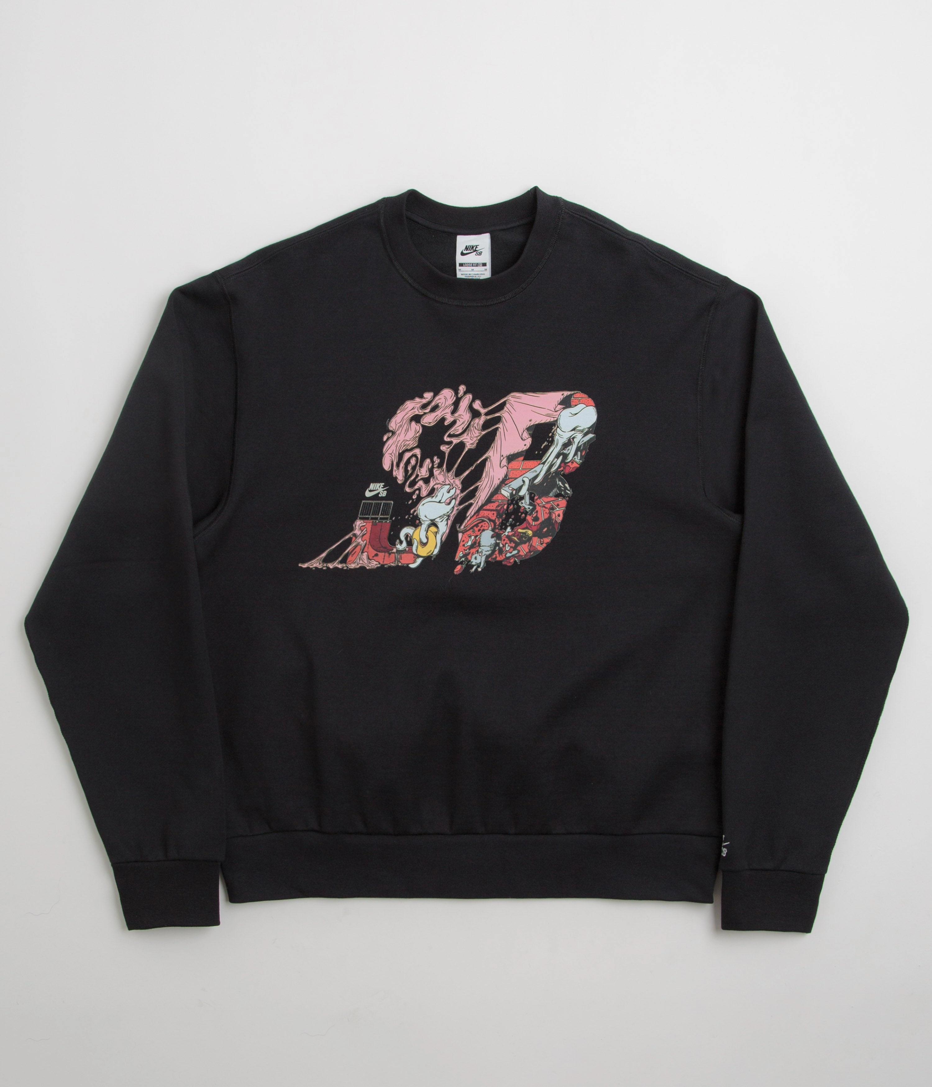 Nike SB Graphic Logo Crewneck Sweatshirt - Black / White Modern Look