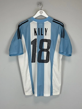 2002/04 ARGENTINA KILY #18 HOME SHIRT (L) ADIDAS Non Chafing Stitch System No Slip Gripper Hem