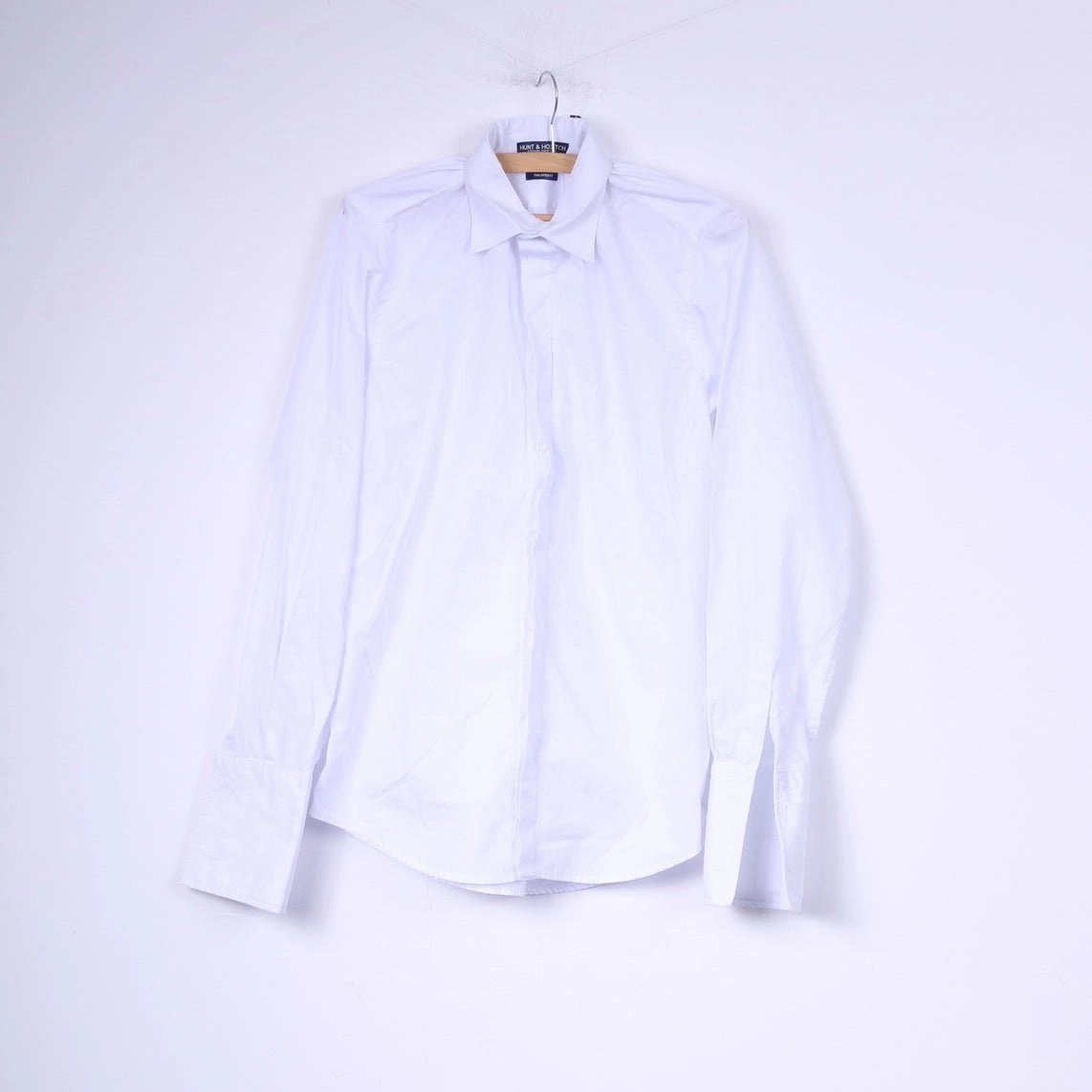Sleepwear Hunt & Holditch Mens 39.5 15.5'' M Formal Shirt Cufflinks White Cotton Tailored Fit