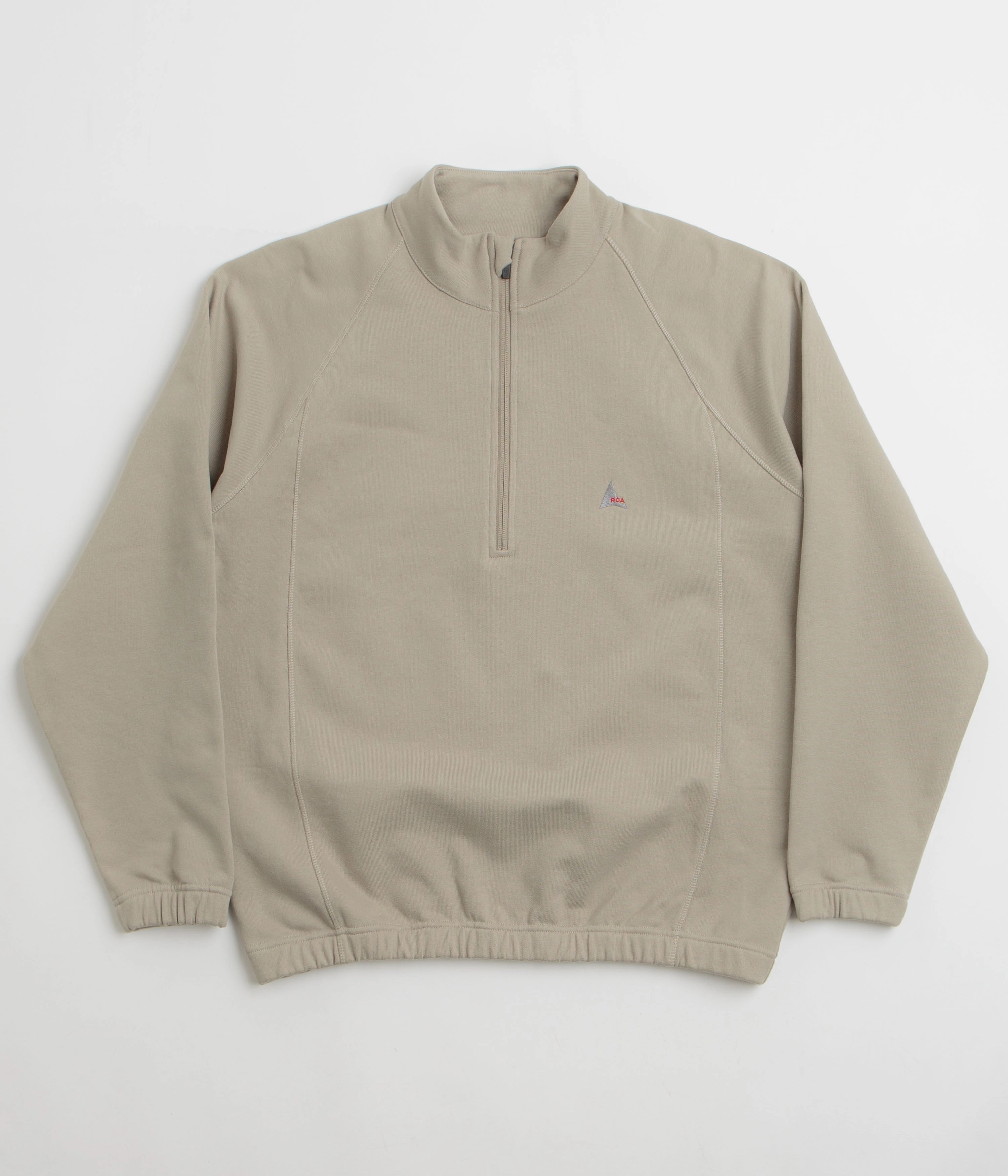 Practical Stretchy Fit ROA Heavy Half Zip Sweatshirt - Taupe